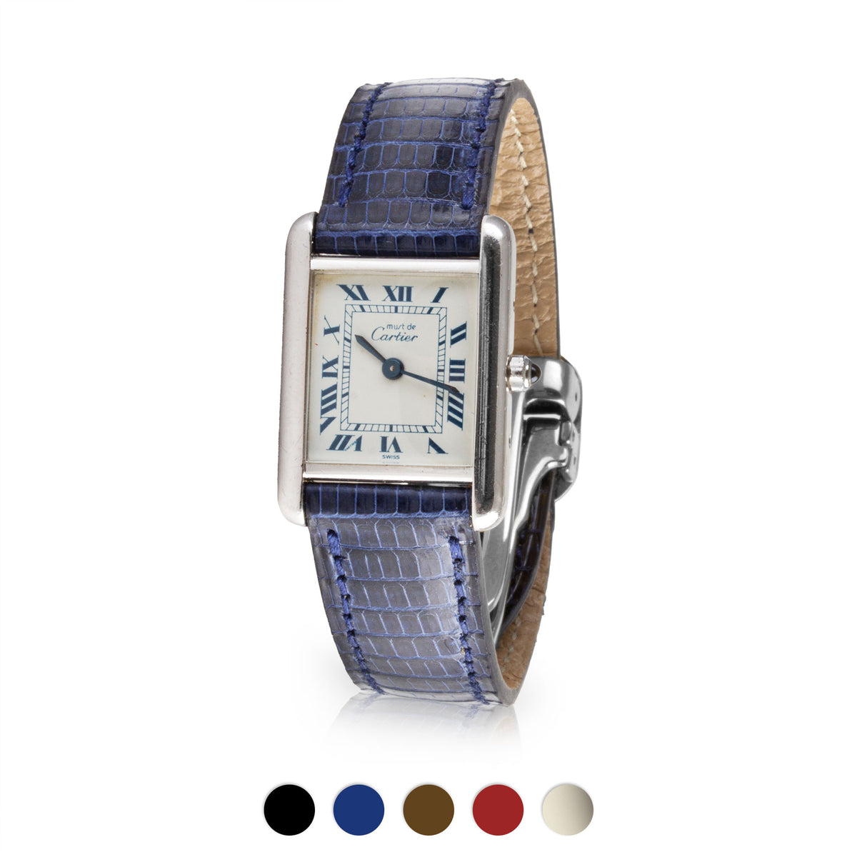 Cartier Tank Leather watch band Lizard (black, blue, brown