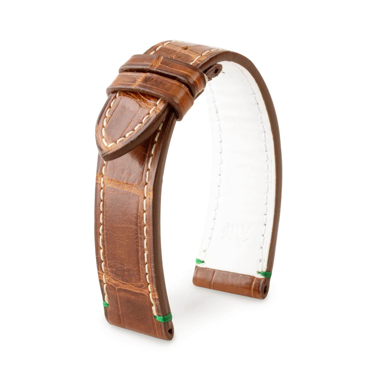 Leather watchband - Golf - Alligator (brown, white)