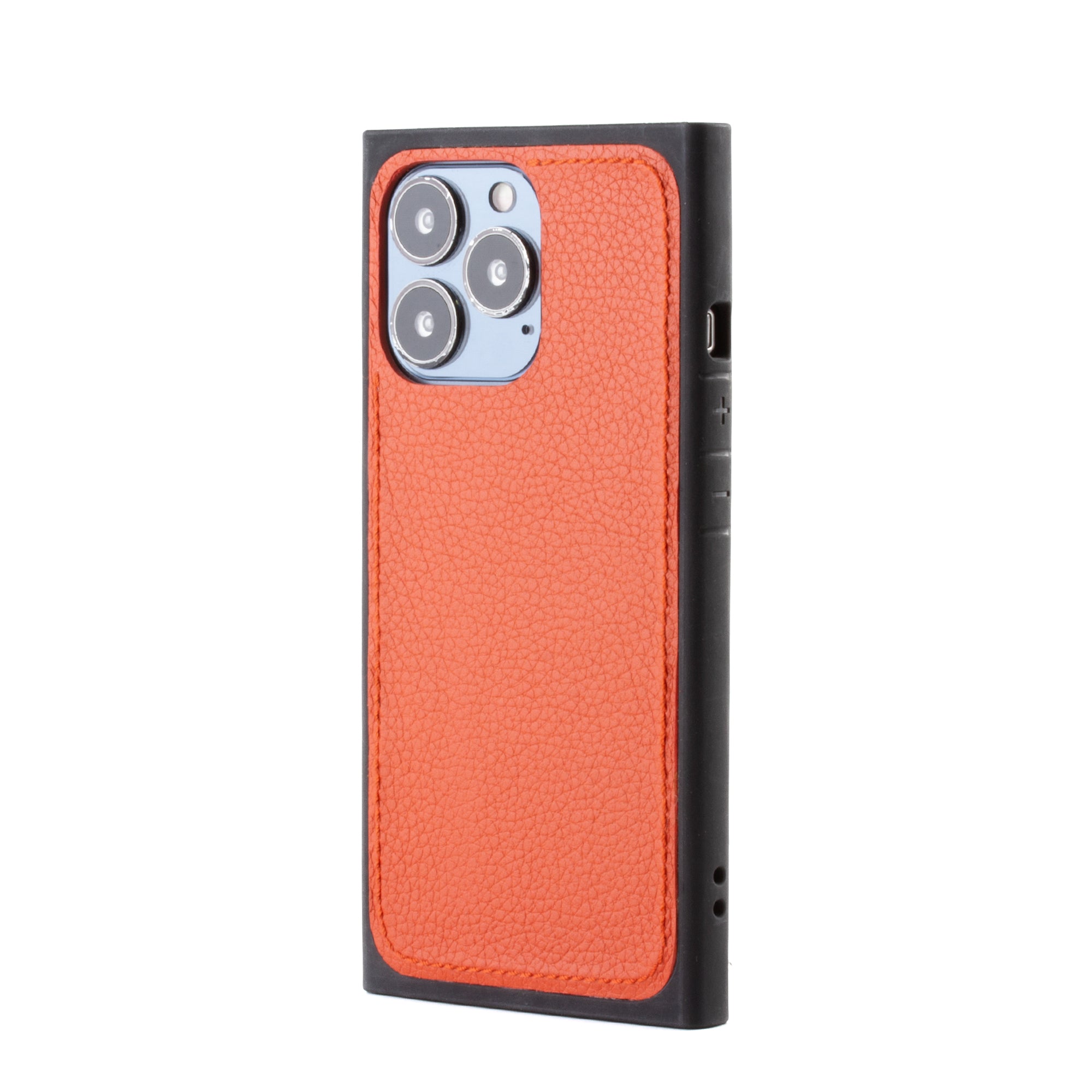 Vente exclusive - Coque "Square case" cuir pour iPhone 13 Pro - Buffle Orange
