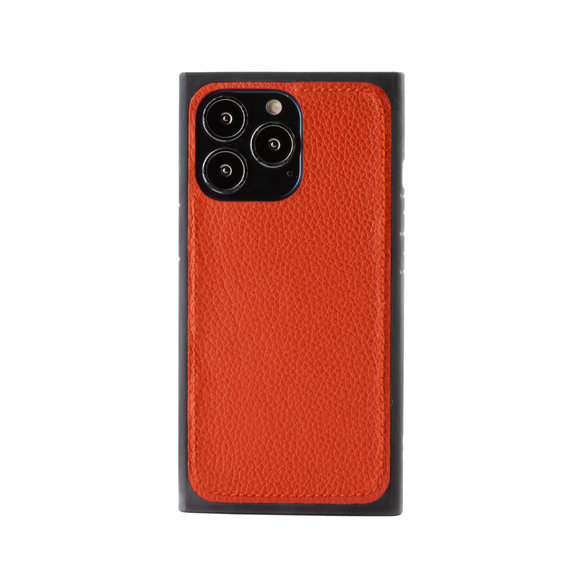 Vente exclusive - Coque "Square case" cuir pour iPhone 13 Pro - Buffle Orange