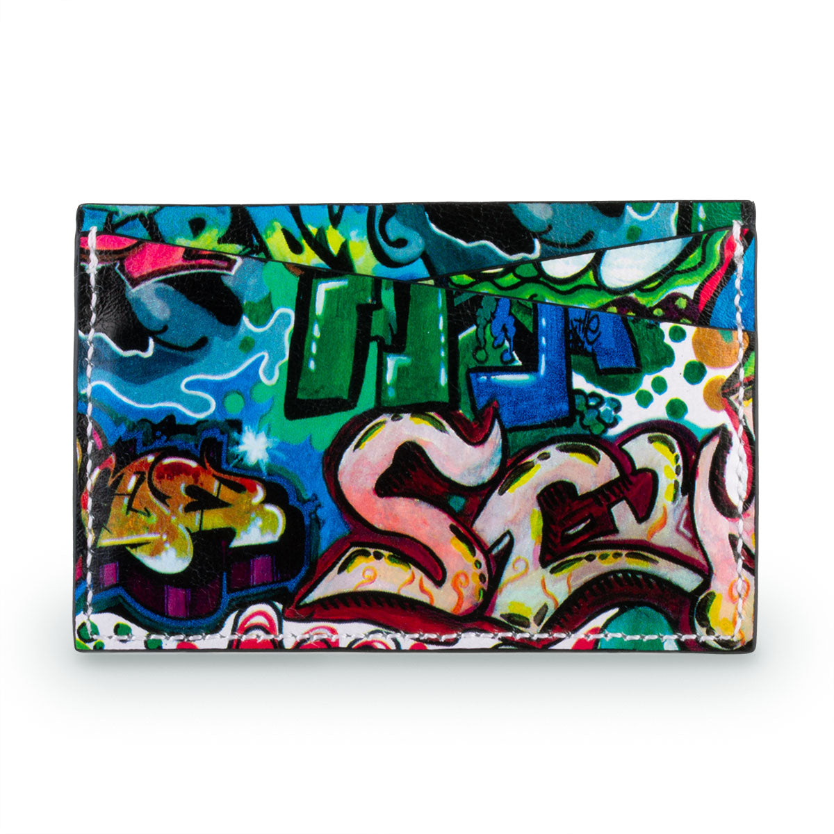 "Street Art" leather card holder - Calf