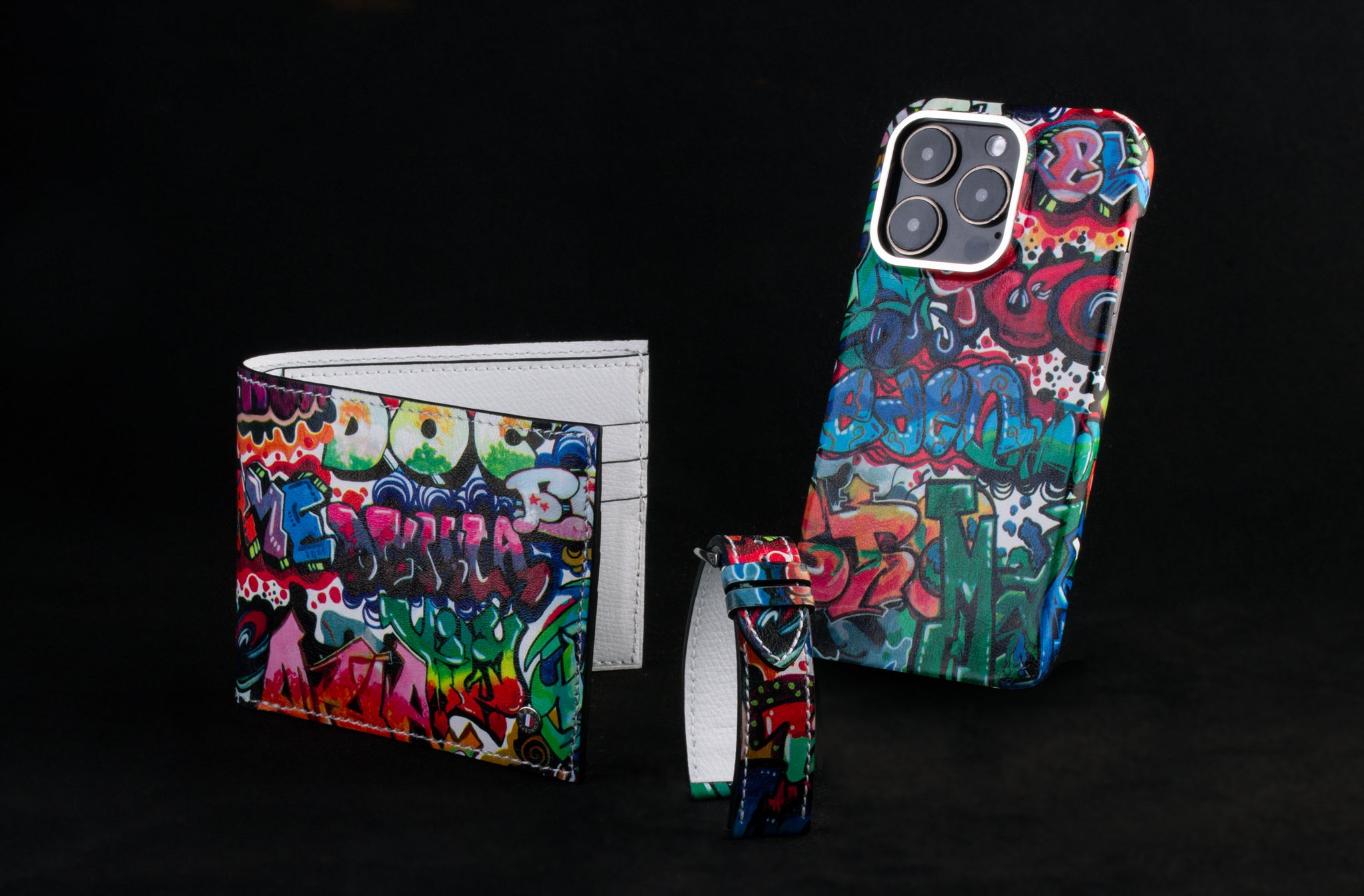 "Street Art" Leather iPhone case - iPhone 15 , 14 & 13 ( Pro / Pro Max ) - Calf