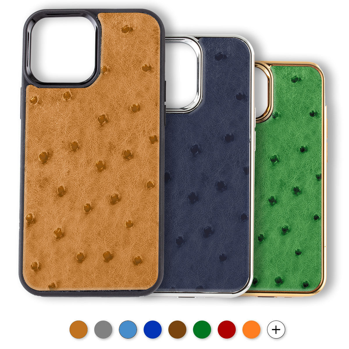 iPhone "Sport case" with leather cover - iPhone 15 & 14 ( all models ) - Genuine ostrich