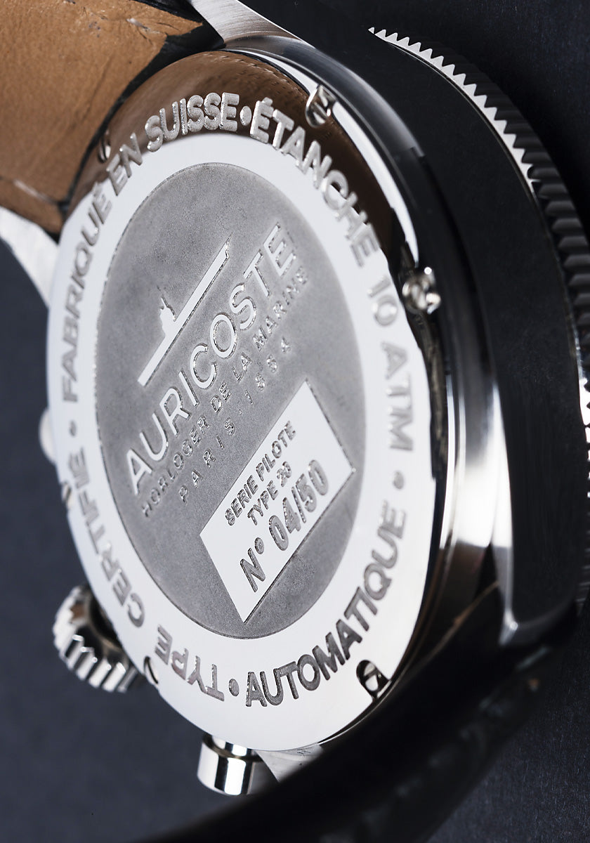 Montre Auricoste - Chronographe Flyback Type 20 tachymètre compteurs noir