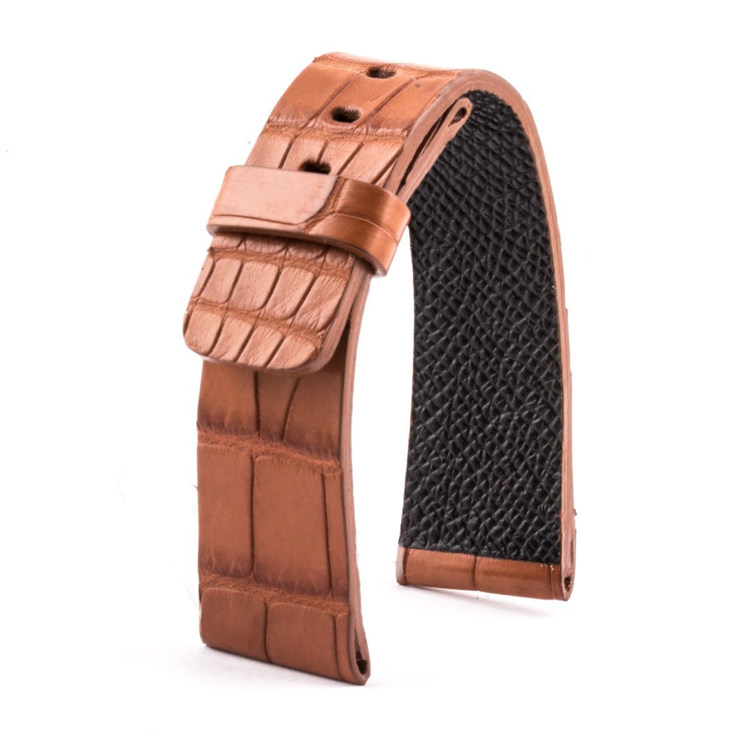 Apple Watch - Bracelet montre cuir - Alligator (noir, gris, bleu, vert, marron, rouge, orange...) - watch band leather strap - ABP Concept -