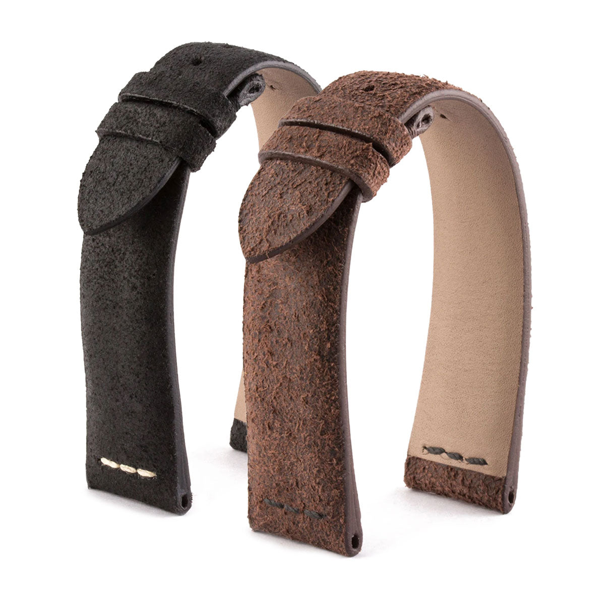 Bell & Ross Vintage V1-V2-V3 / WW1 / WW2 - Bracelet pour montre cuir - Veau vieilli noir / marron - watch band leather strap - ABP Concept -