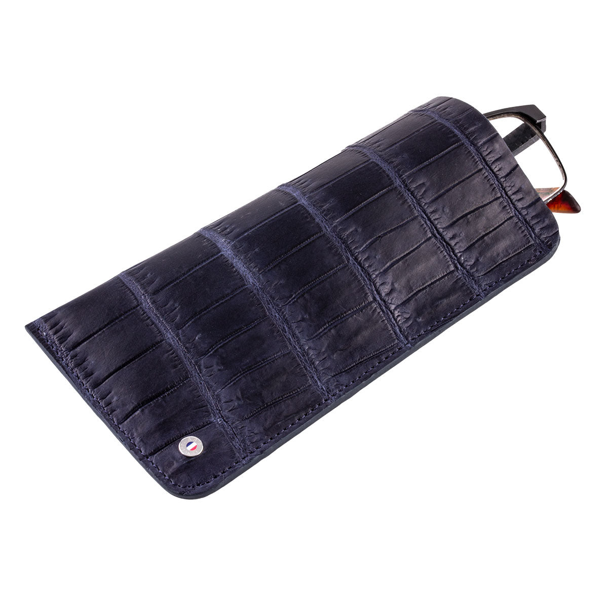 "Essential" glasses leather case - Genuine alligator (black, blue, green, brown, orange...)