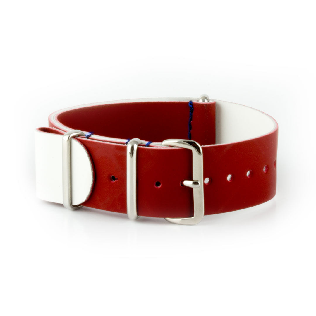 République - Bracelet NATO veau rubber - Rouge - watch band leather strap - ABP Concept -