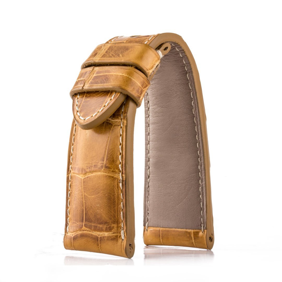 Panerai Radiomir & Luminor - Bracelet de montre cuir - Alligator waxé (gris, marron, vert) - watch band leather strap - ABP Concept -