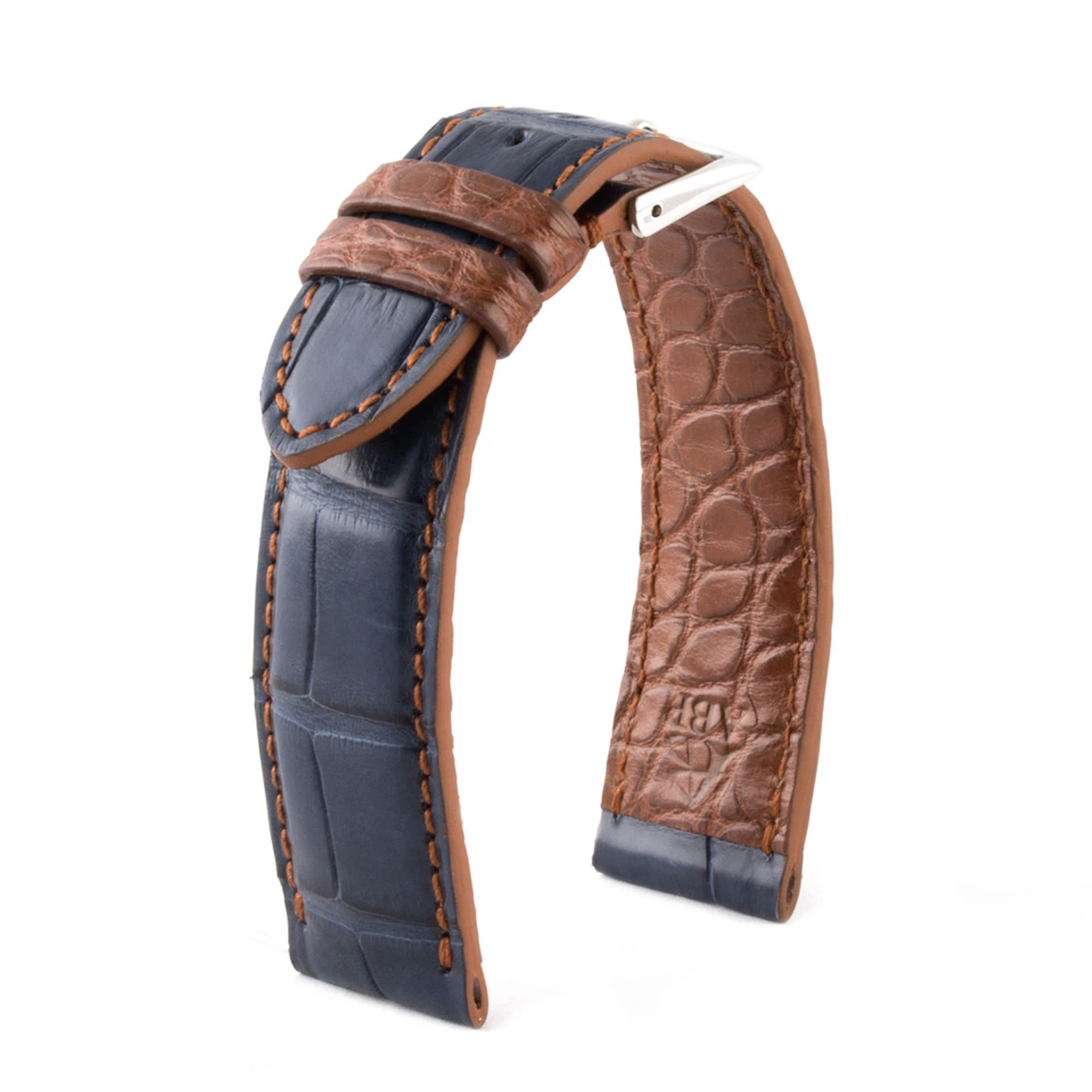 Bracelet pour montre cuir "Artisan" - Alligator (noir / jaune, bleu / marron, marron / bleu) - watch band leather strap - ABP Concept -