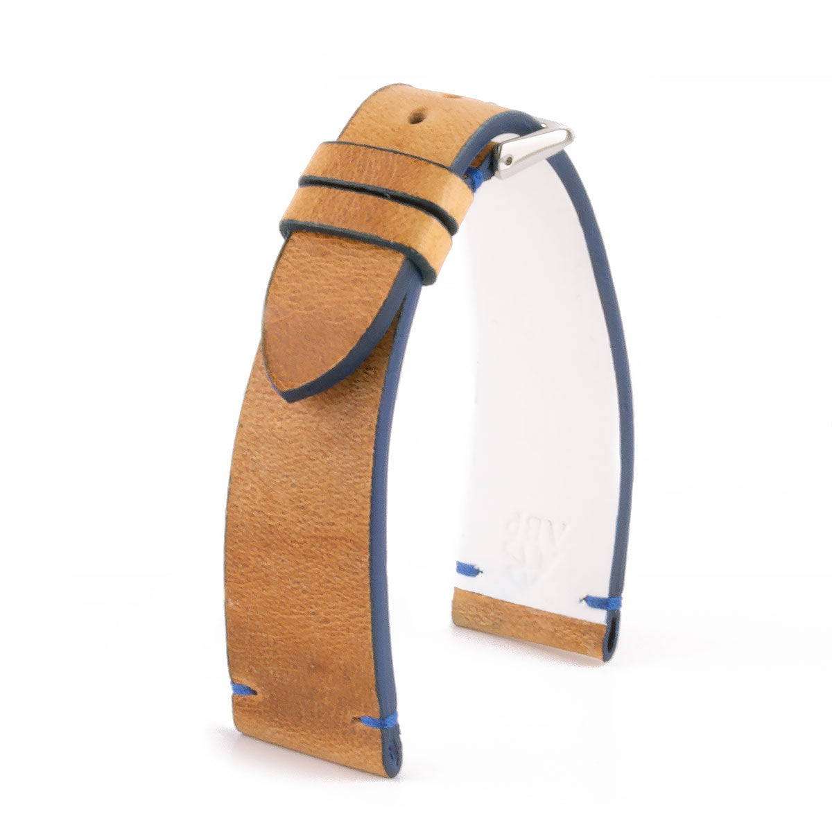 Tribute to Expo 2020 Dubai - Leather watch band - Alligator and camel (white / brown / blue)
