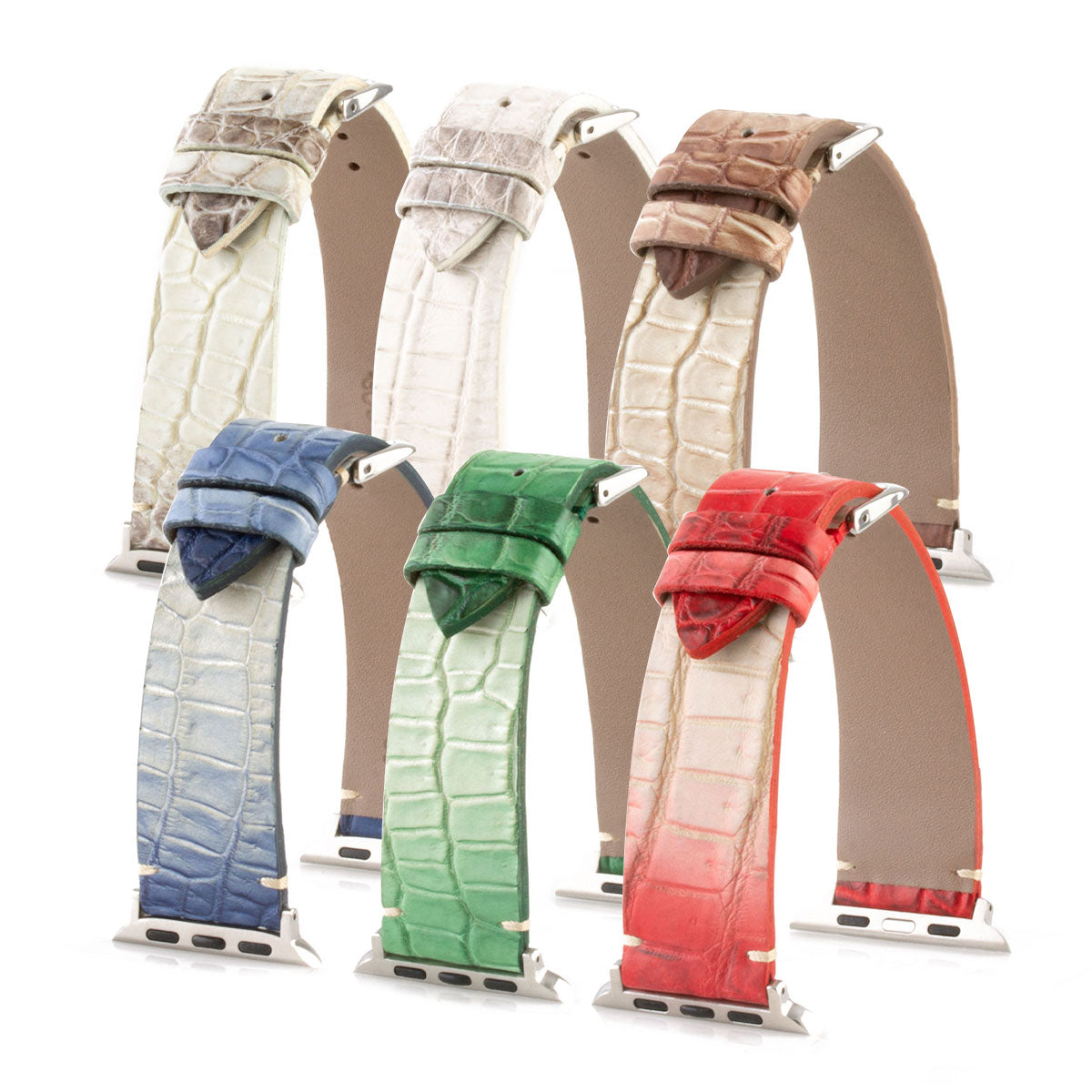 Apple Watch - "Himalaya" leather watch band - Alligator (grey, blue, green, brown, red)
