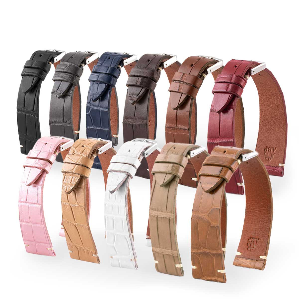 Bracelet De Montre ZRC Cuir Grain Alligator Marron - 20 Mm - Neuf Avec étiquettes