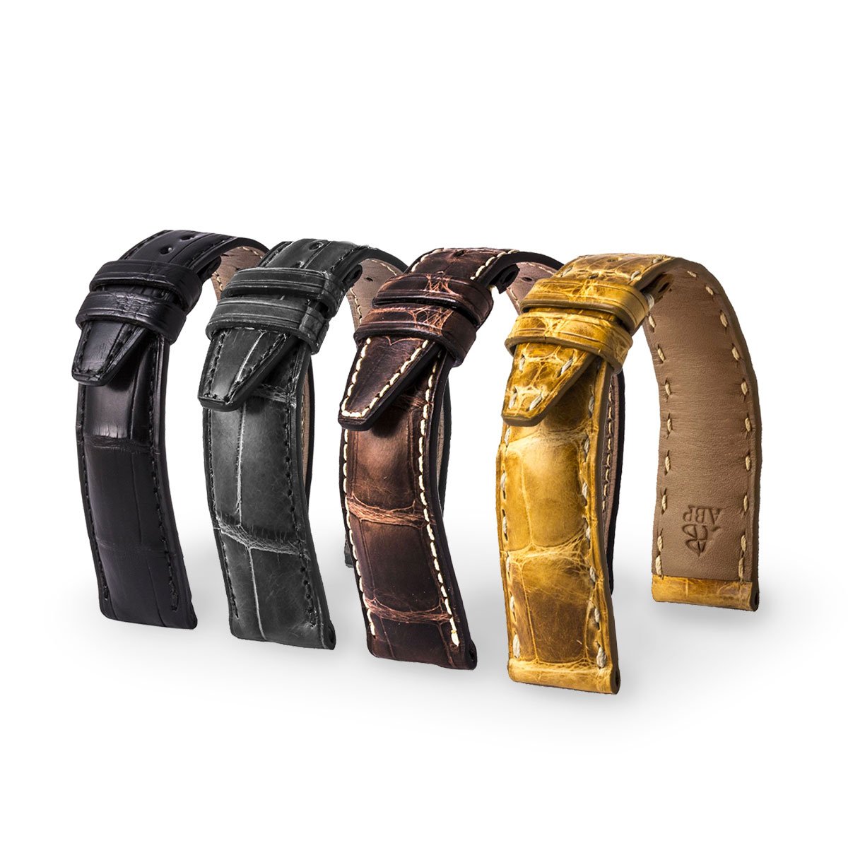 IWC Portuguese - Bracelet pour montre cuir - Alligator tannage spécial waxé (noir, gris, marron) - watch band leather strap - ABP Concept -