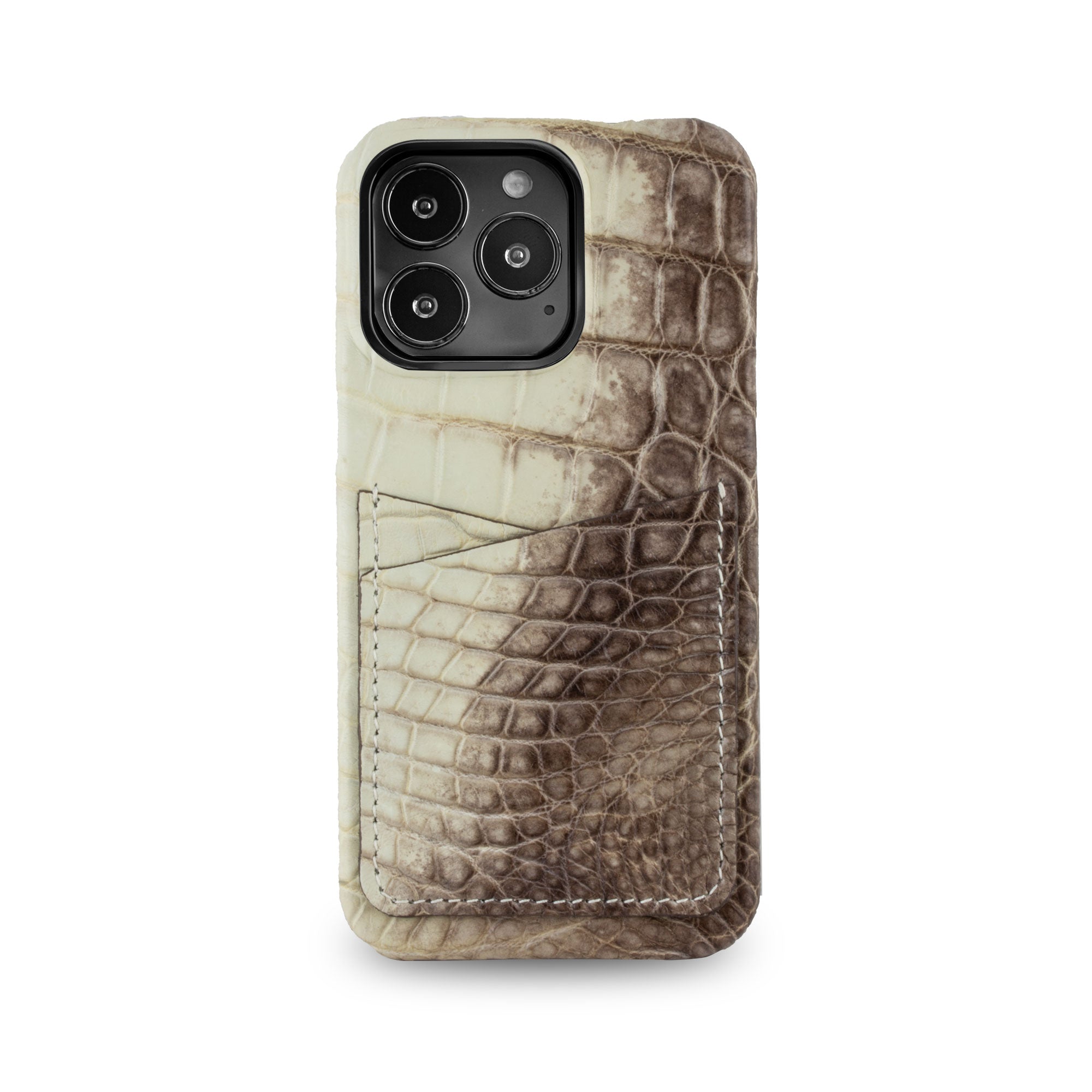 Leather iPhone HIMALAYA "Card case" / cover - iPhone 15, 14 & 13  Pro / Pro Max ) - Genuine crocodile