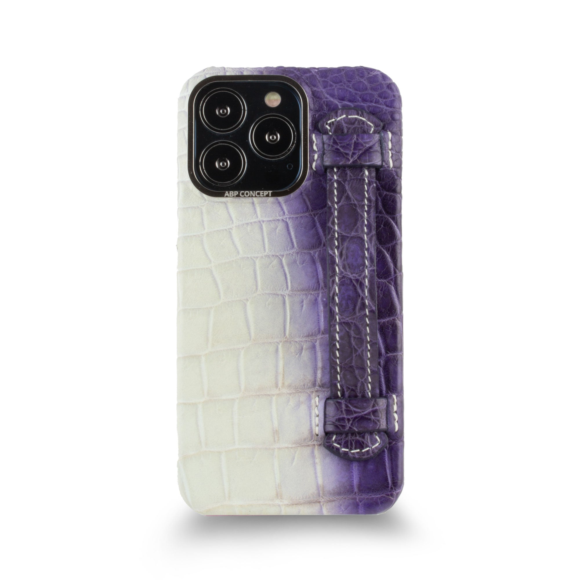 Clearance Sale - Leather iPhone HIMALAYA strap case - iPhone 13 Pro - Purple Himalaya crocodile 