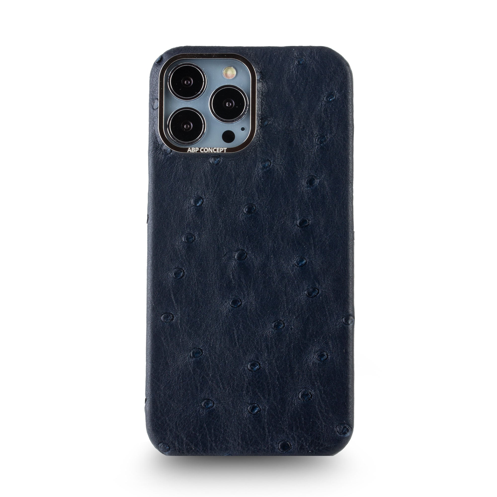 Clearance Sale - Leather iPhone case - iPhone 13 Pro Max - Navy blue ostrich