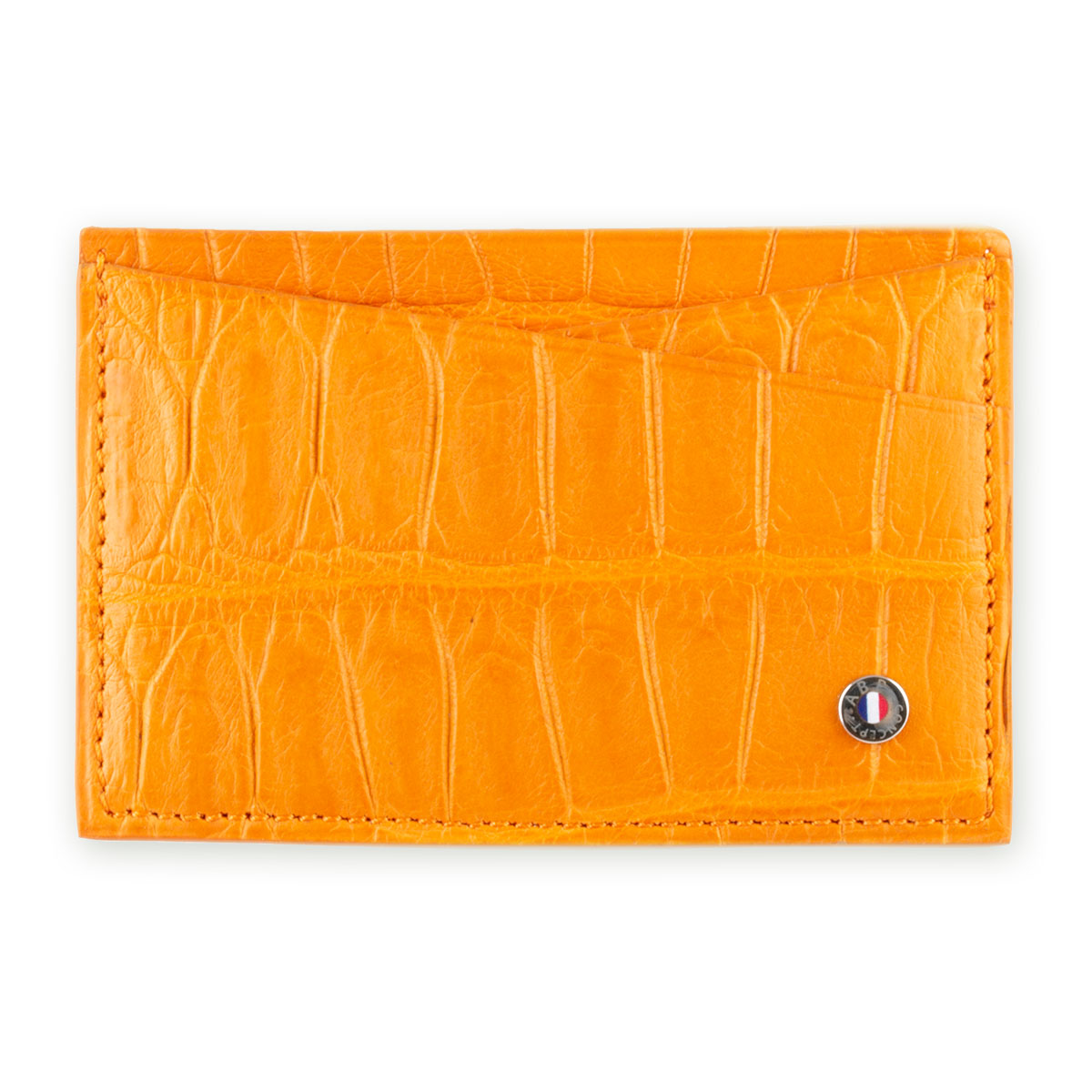 "Essentials" leather card holder - Genuine alligator (black, blue, green, brown, orange...)