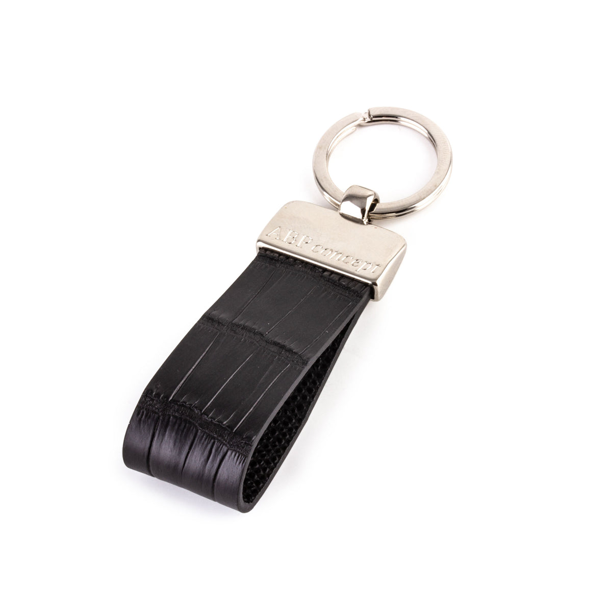 Leather keychain - Black alligator / crocodile - Paris