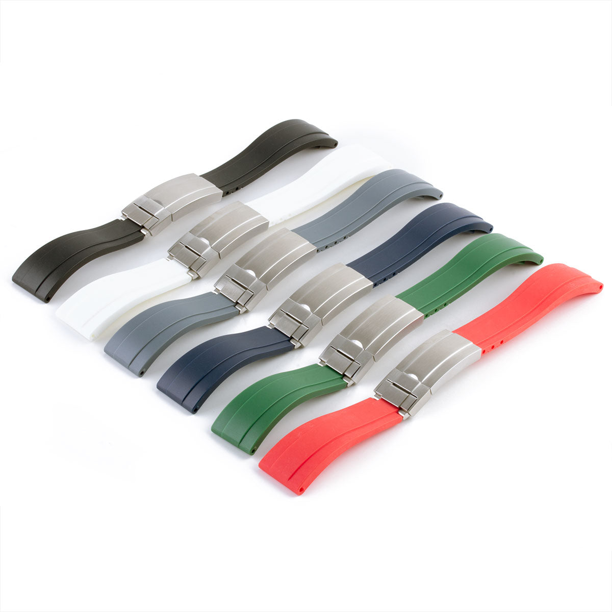 ​Rolex - Oysterflex type 20mm rubber integrated watch band (black, white, grey, blue, green, red)