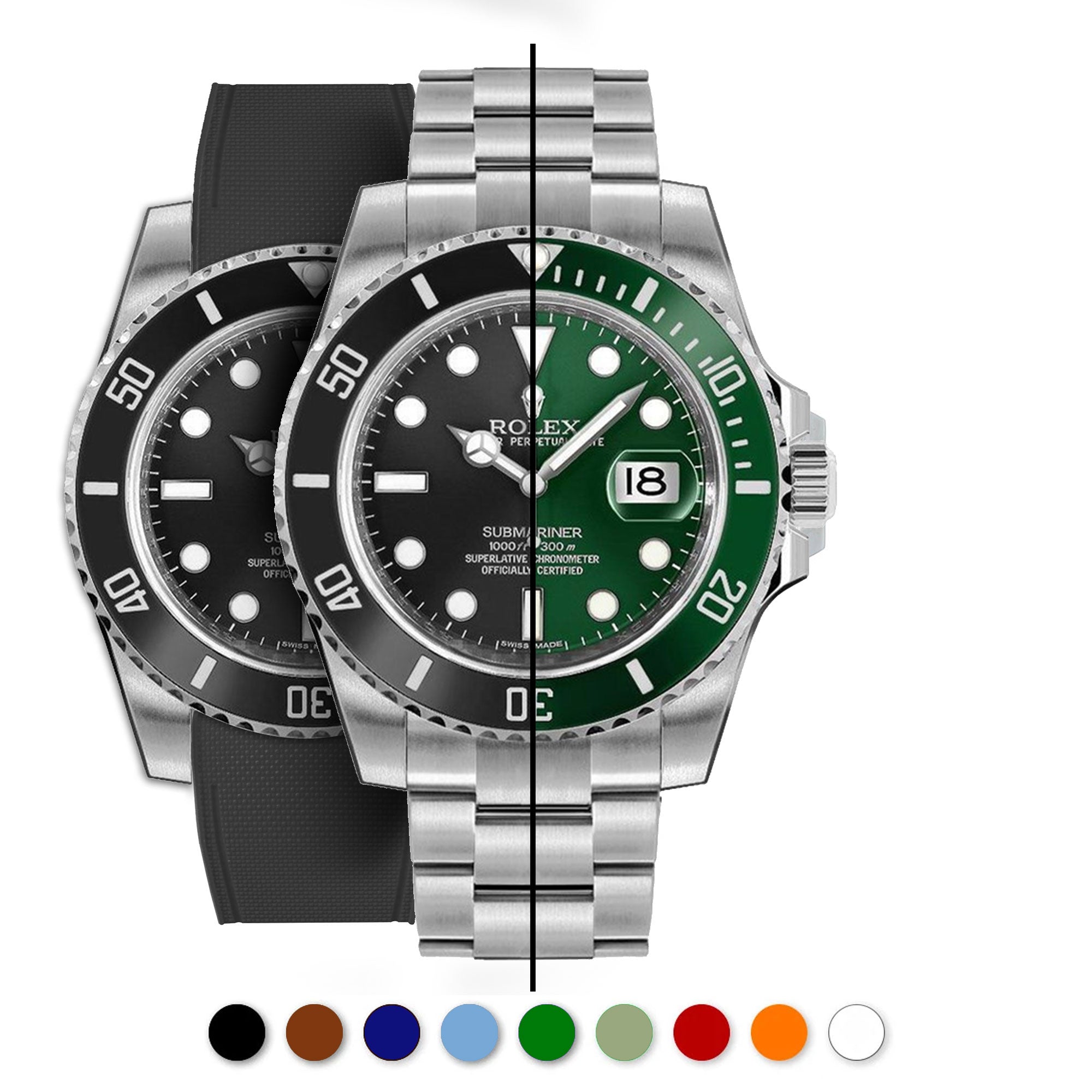 ​Rolex - R Strap Premium – Cordura pattern rubber watch band for ﻿Submariner 40mm ceramic (2010 - 2019) & Glidelock clasp.