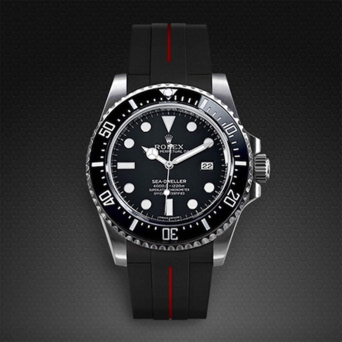 Rolex - Rubber B - Bracelet caoutchouc Sea-Dweller 4000 - Série boucle ardillon ref. 116600 - watch band leather strap - ABP Concept -