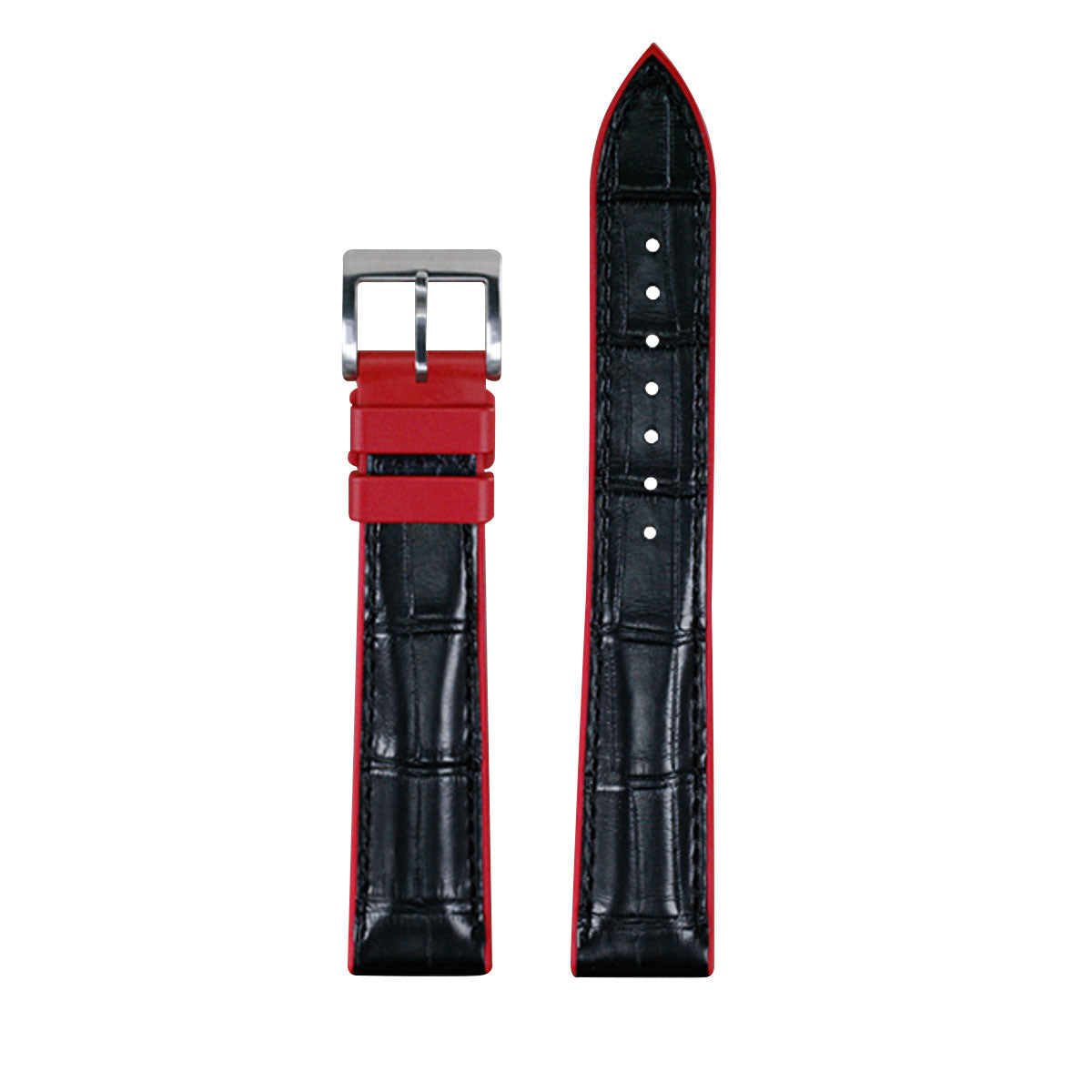 Rubber B - Bracelet caoutchouc en Alligator - Série Structure base Rouge - watch band leather strap - ABP Concept -