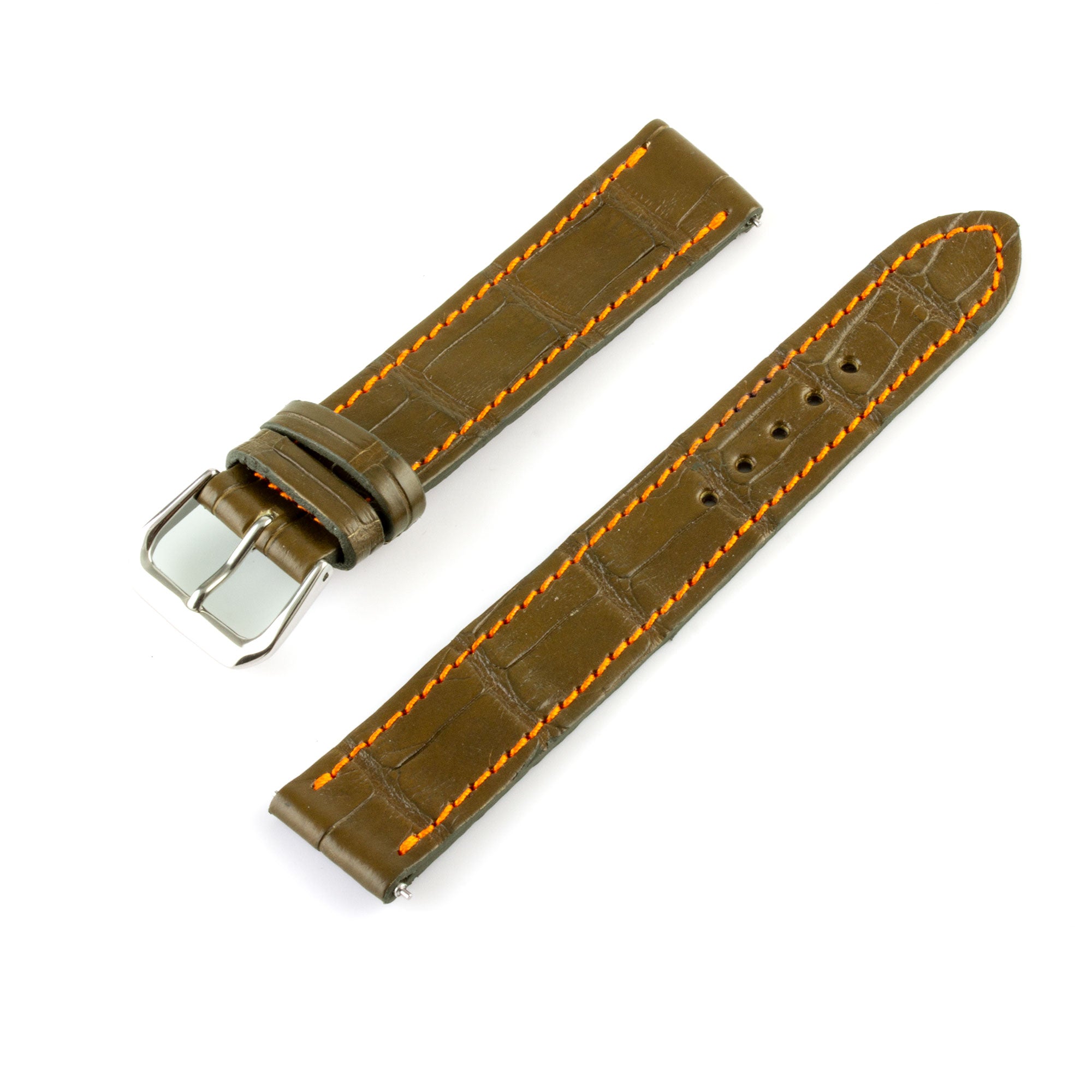 Alligator "Solo" leather watch band - 17mm width (0.67 inches) / Size M (n° 7)
