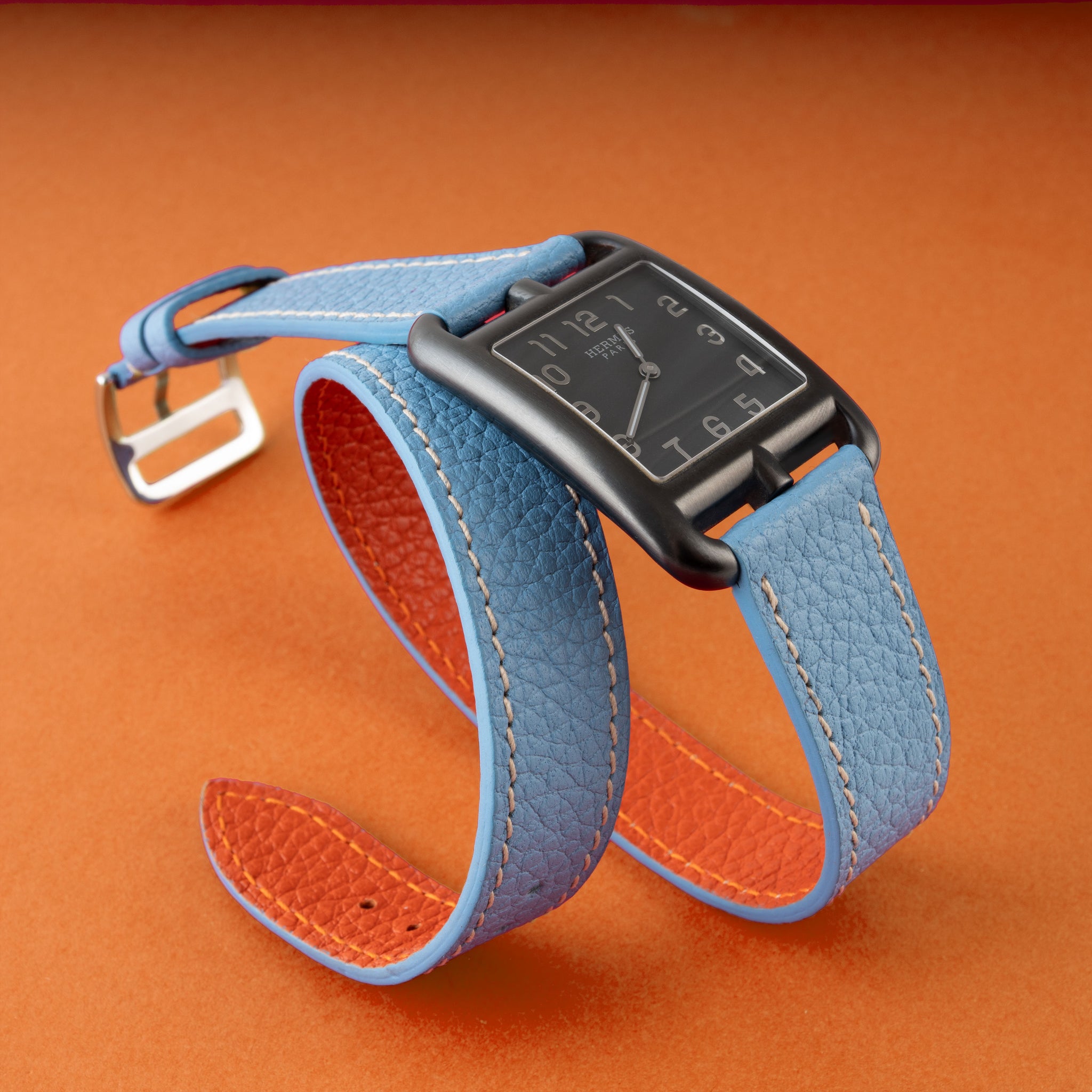 Hermès Cape Cod/Heure H - Bracelet-montre cuir Double tour - Buffle (bleu, camel, taupe, orange, ivoire)