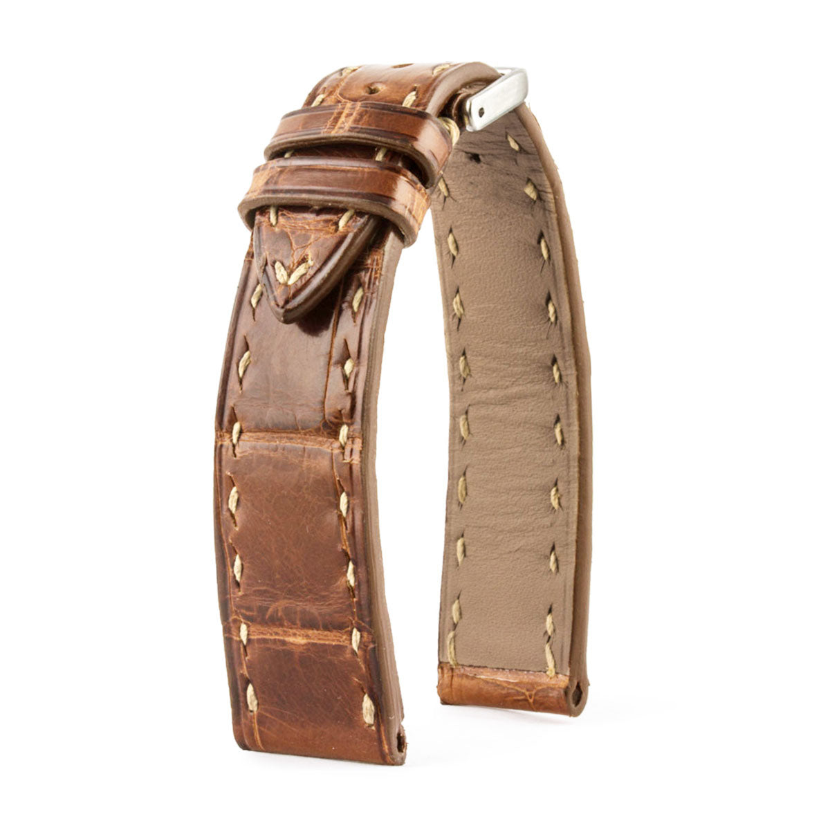 Jaeger Lecoultre Reverso - Leather watch band - Waxed alligator special tanning - brown, grey, blue jean