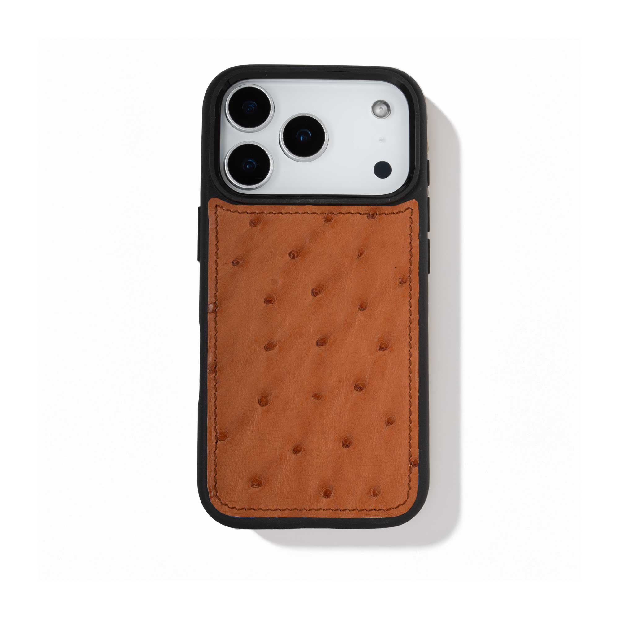Coque cuir "sport" pour iPhone 17 Pro / Pro Max - Autruche