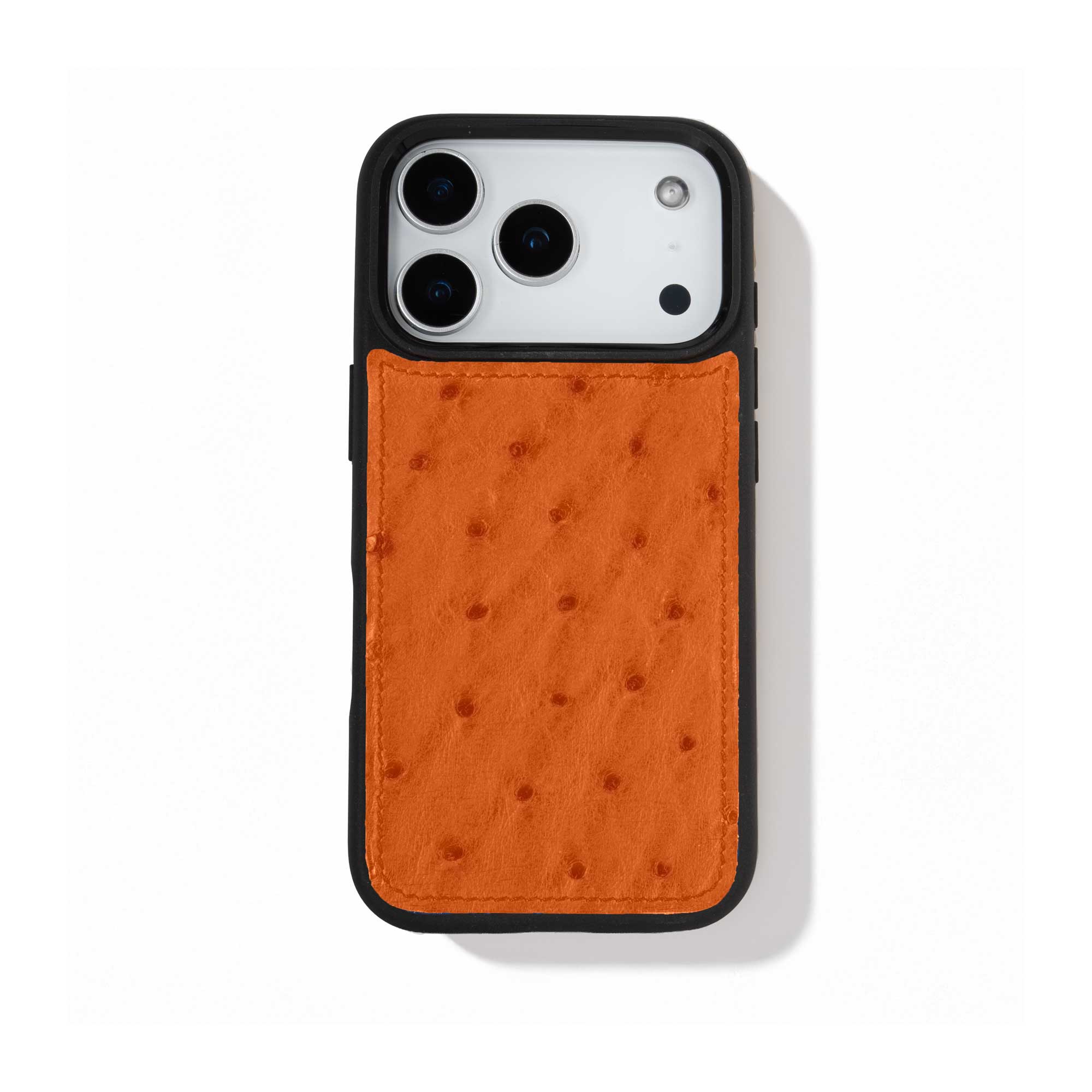 Coque cuir "sport" pour iPhone 17 Pro / Pro Max - Autruche