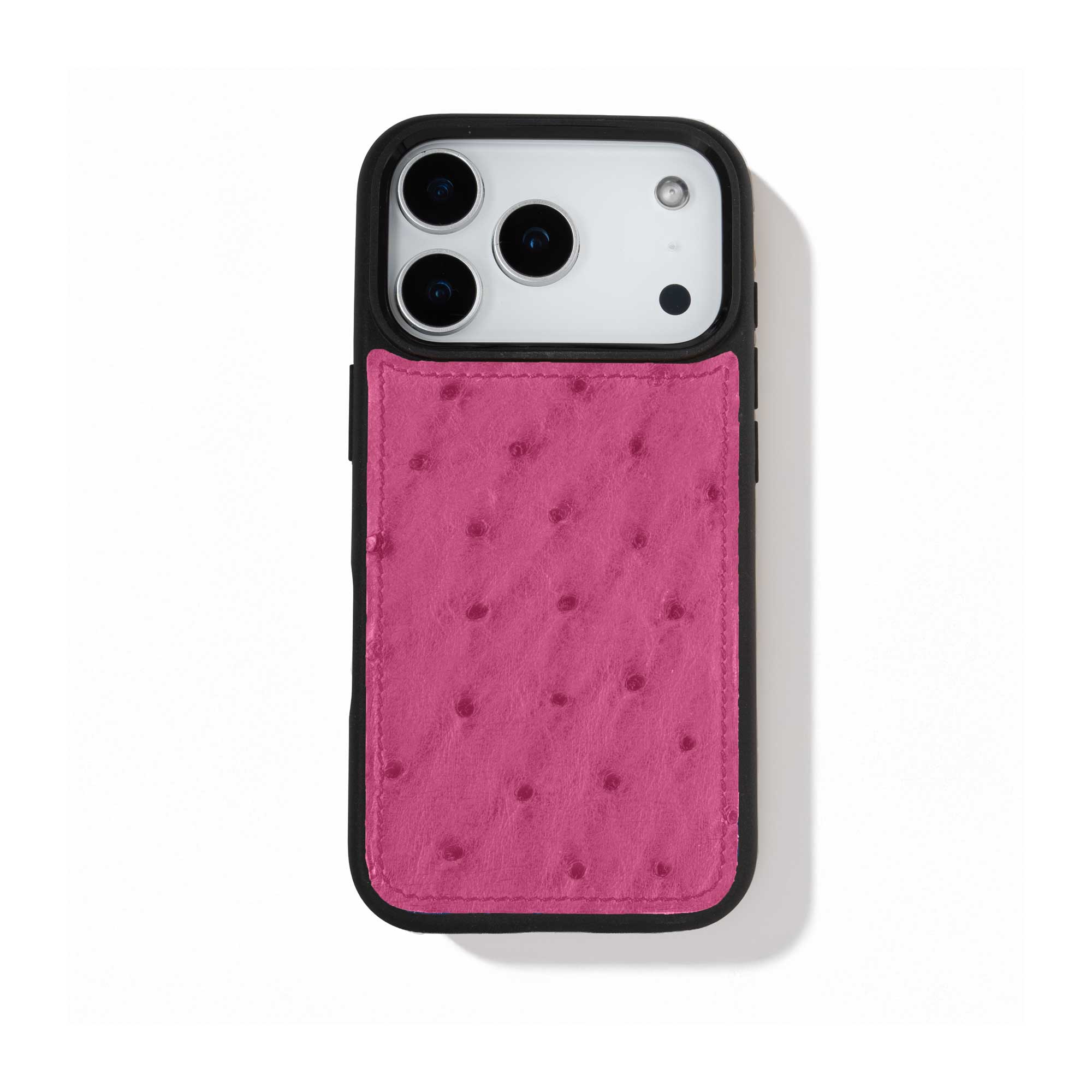Coque cuir "sport" pour iPhone 17 Pro / Pro Max - Autruche