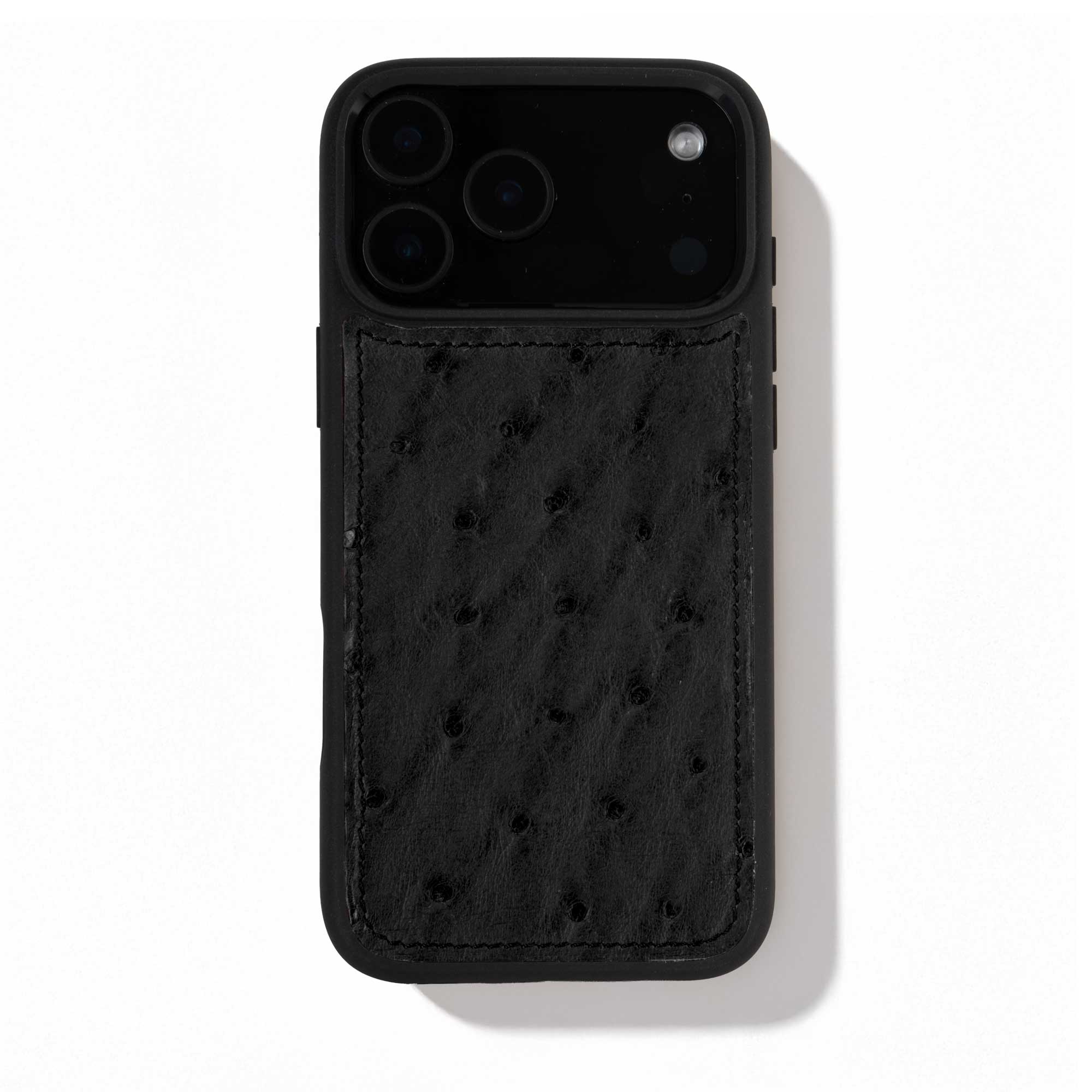 Coque cuir "sport" pour iPhone 17 Pro / Pro Max - Autruche