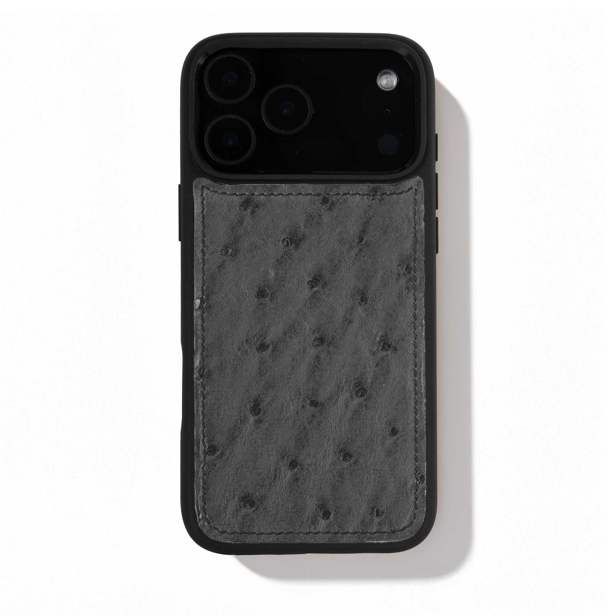 Coque cuir "sport" pour iPhone 17 Pro / Pro Max - Autruche