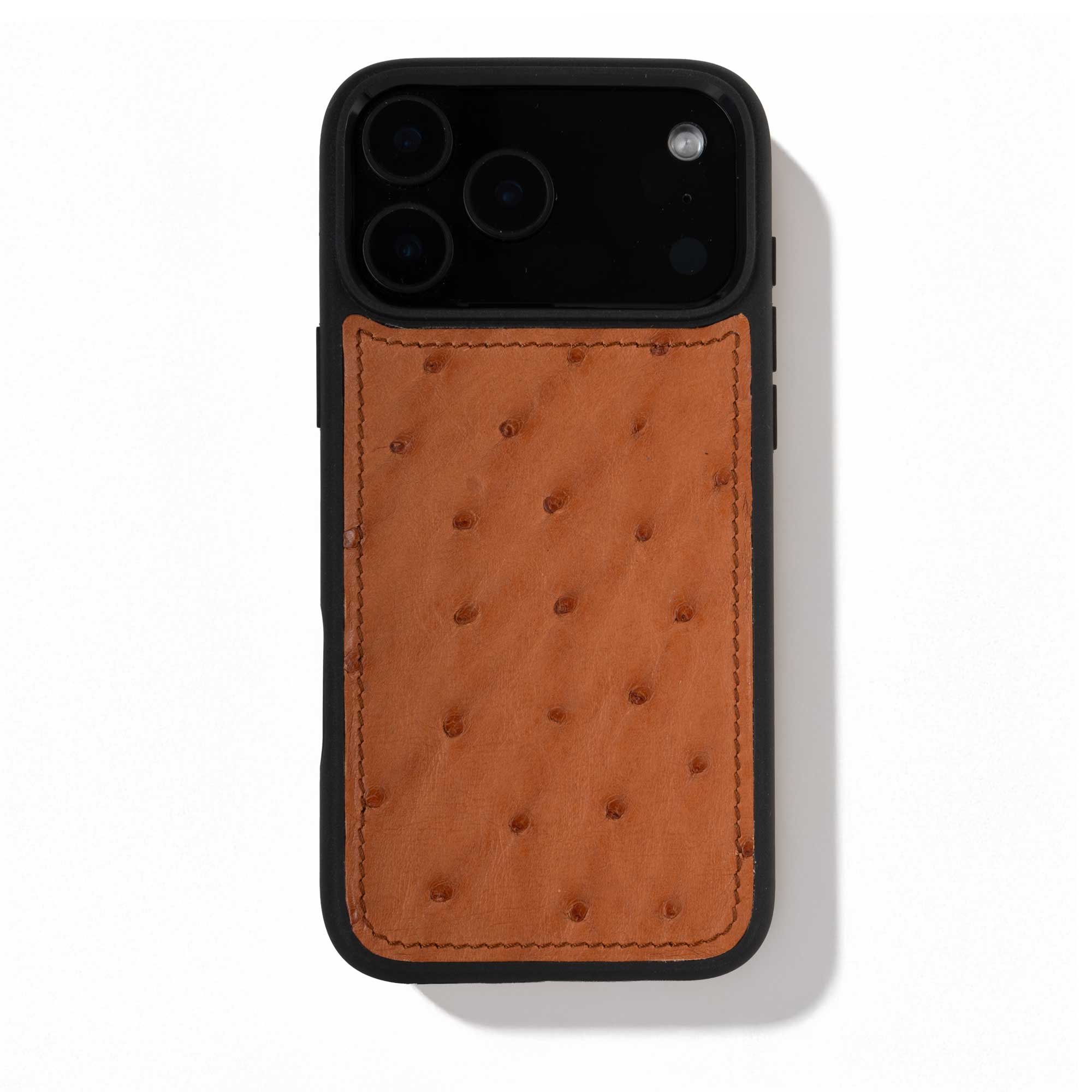 Coque cuir "sport" pour iPhone 17 Pro / Pro Max - Autruche