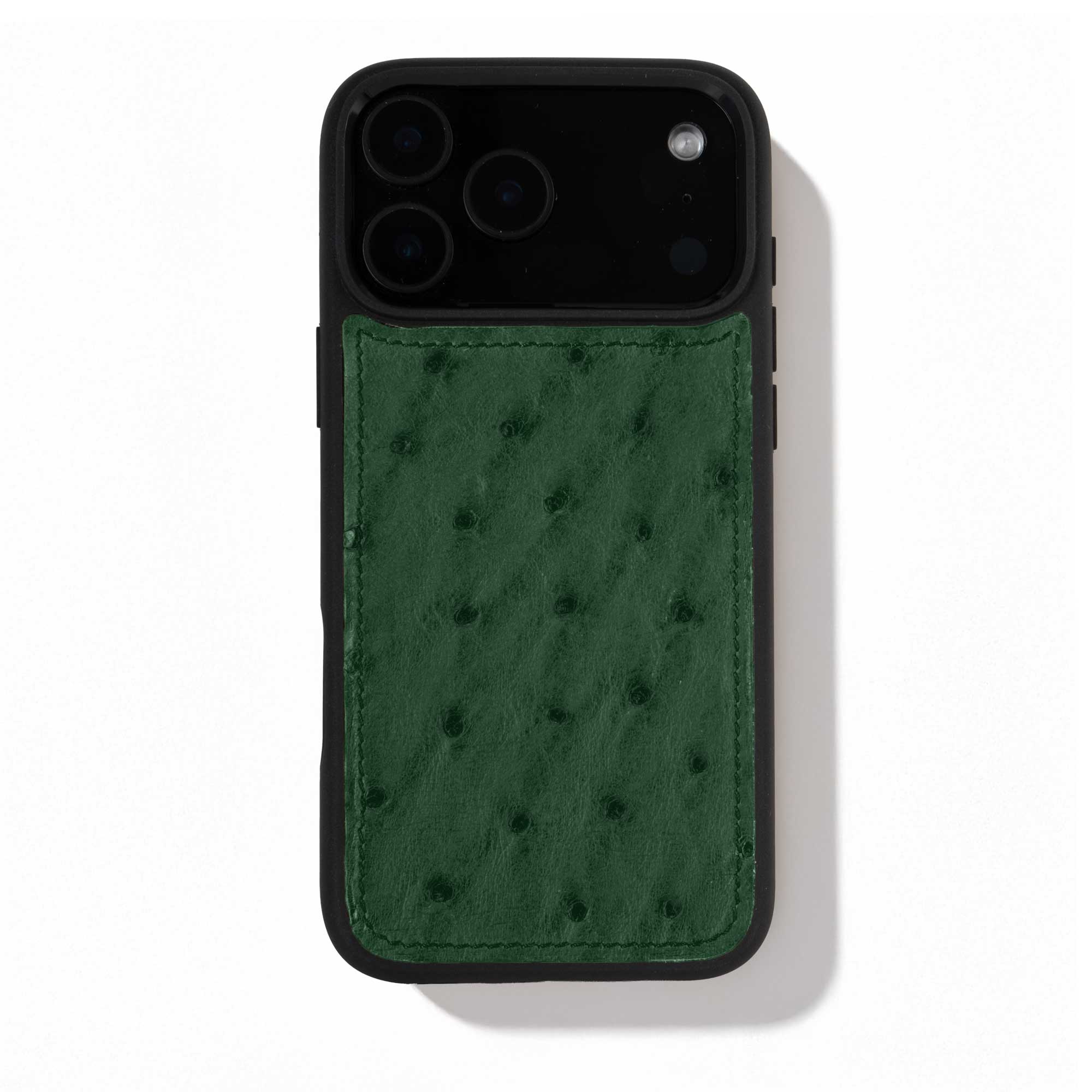 Coque cuir "sport" pour iPhone 17 Pro / Pro Max - Autruche