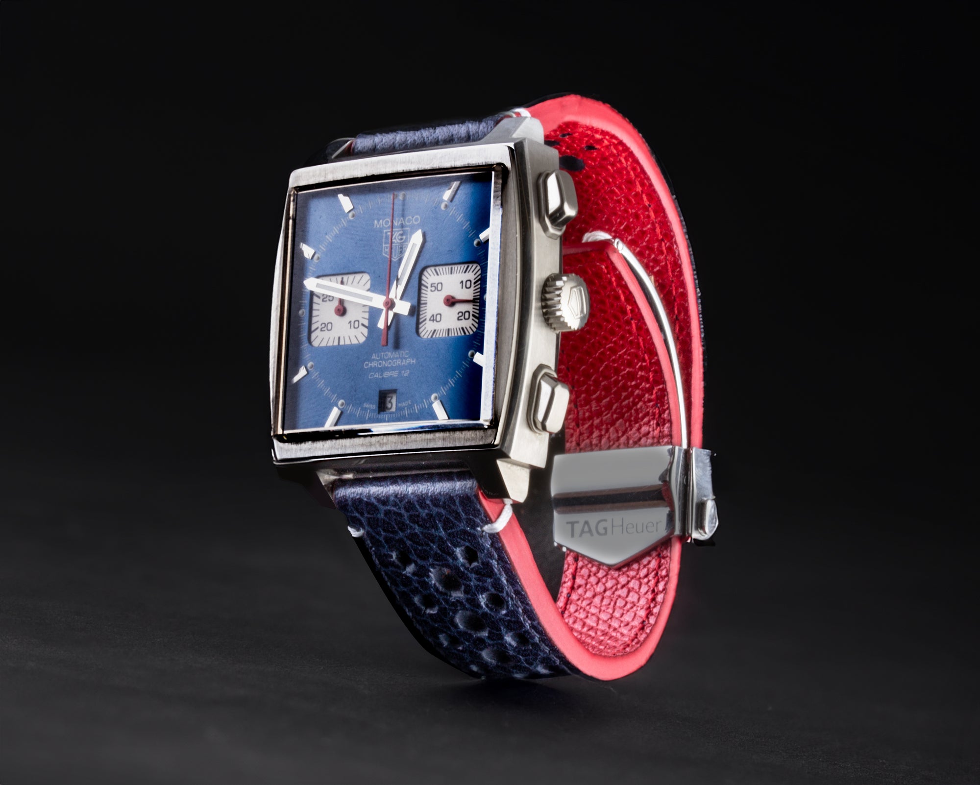 Tag Heuer Monaco - Bracelet montre cuir - Buffle bleu marine