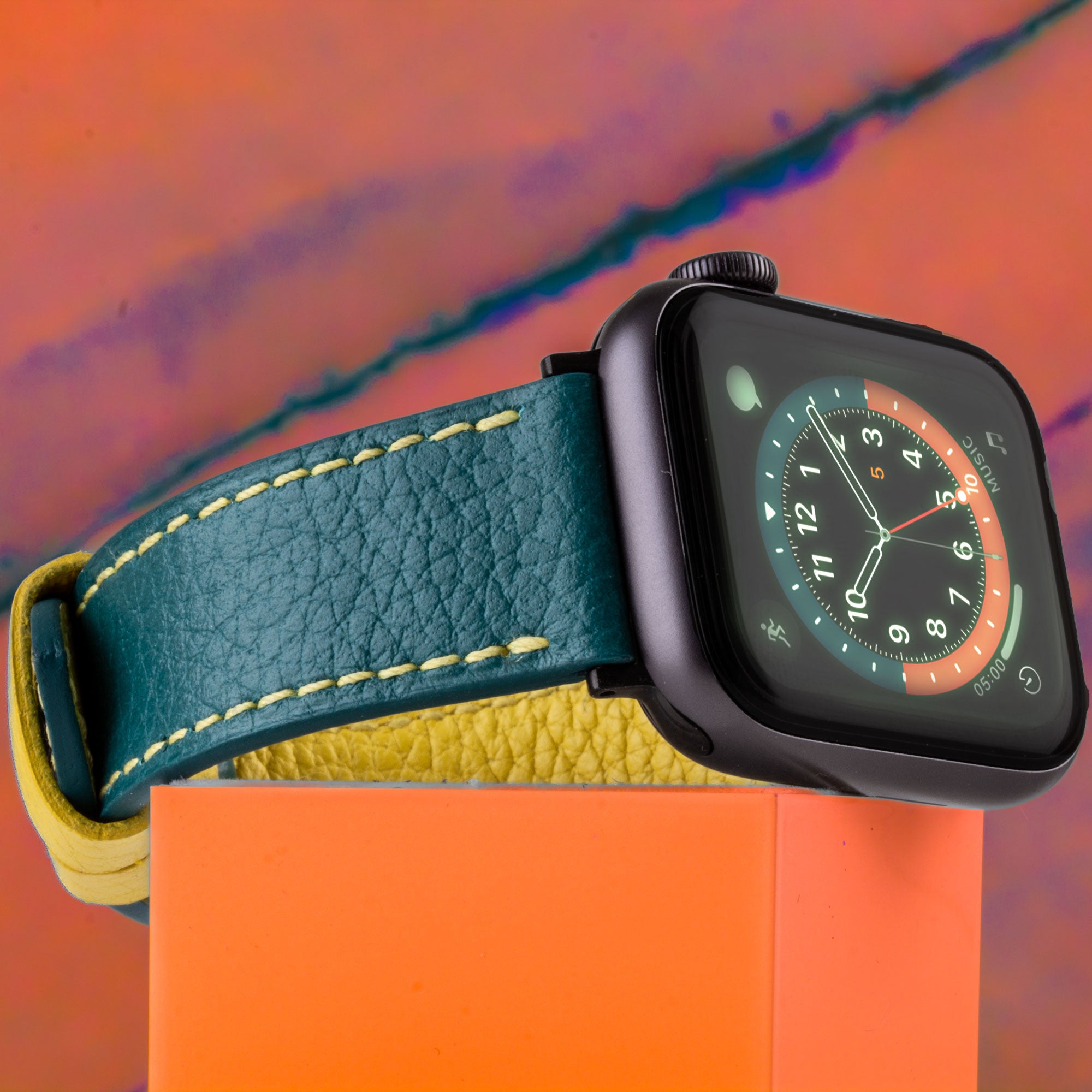 Bracelet cuir pour Apple Watch "Holi" - Buffle (noir, bleu, kaki, marron, rose)