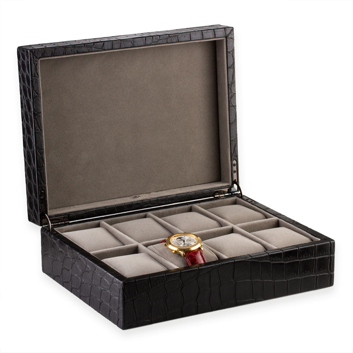 Boîte de présentation en cuir avec 10 compartiments pour montres et Boîte de présentation en cuir avec 10 compartiments pour montres et