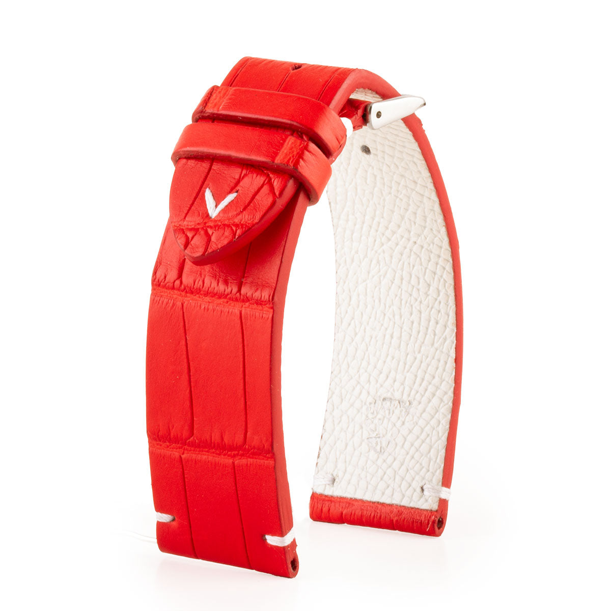 Leather watch band Canada Red alligator Made in paris – ABP