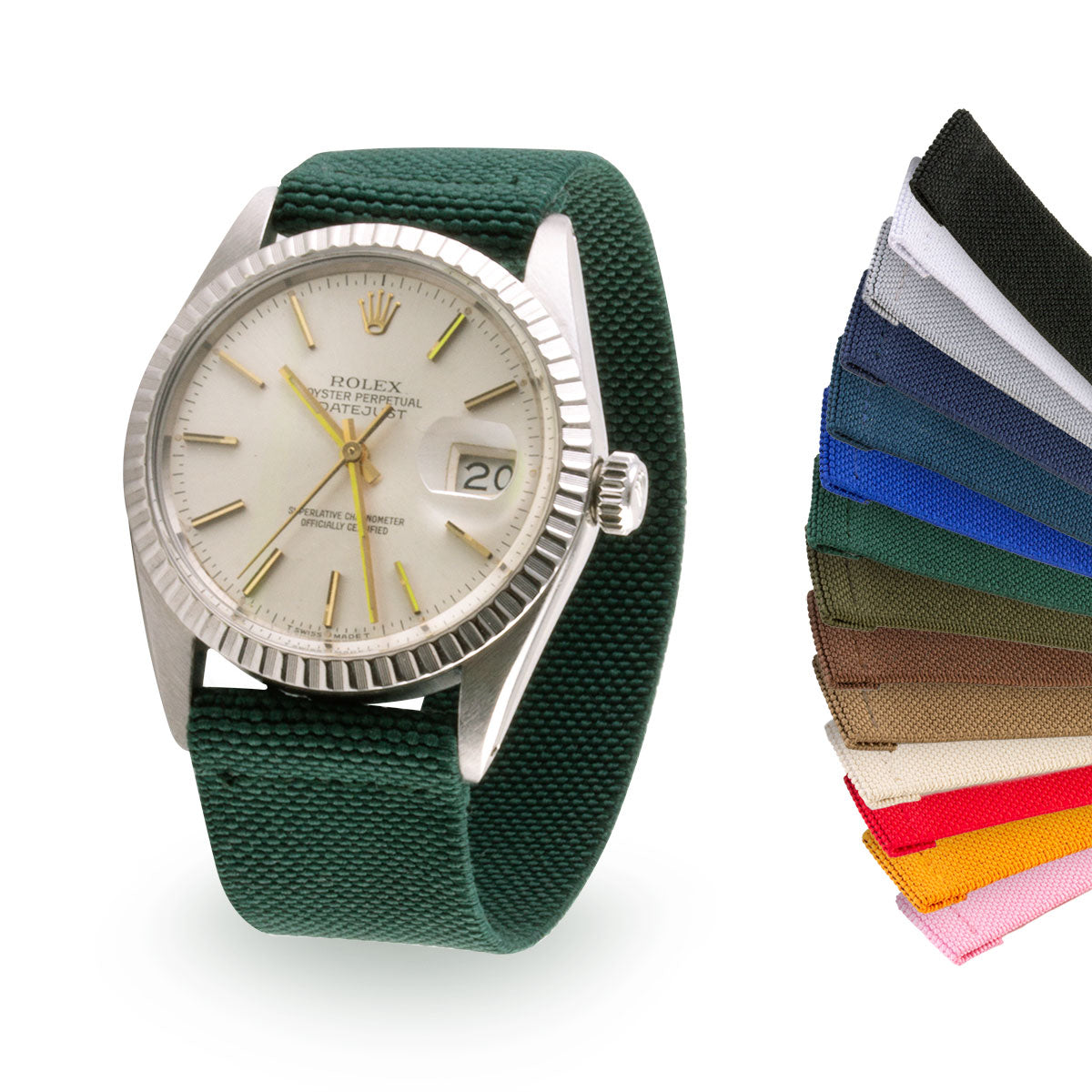 Bracelet montre élastique Nylon / Tissu - Couleur unie (noir, marron, gris,  bleu, rouge, vert)