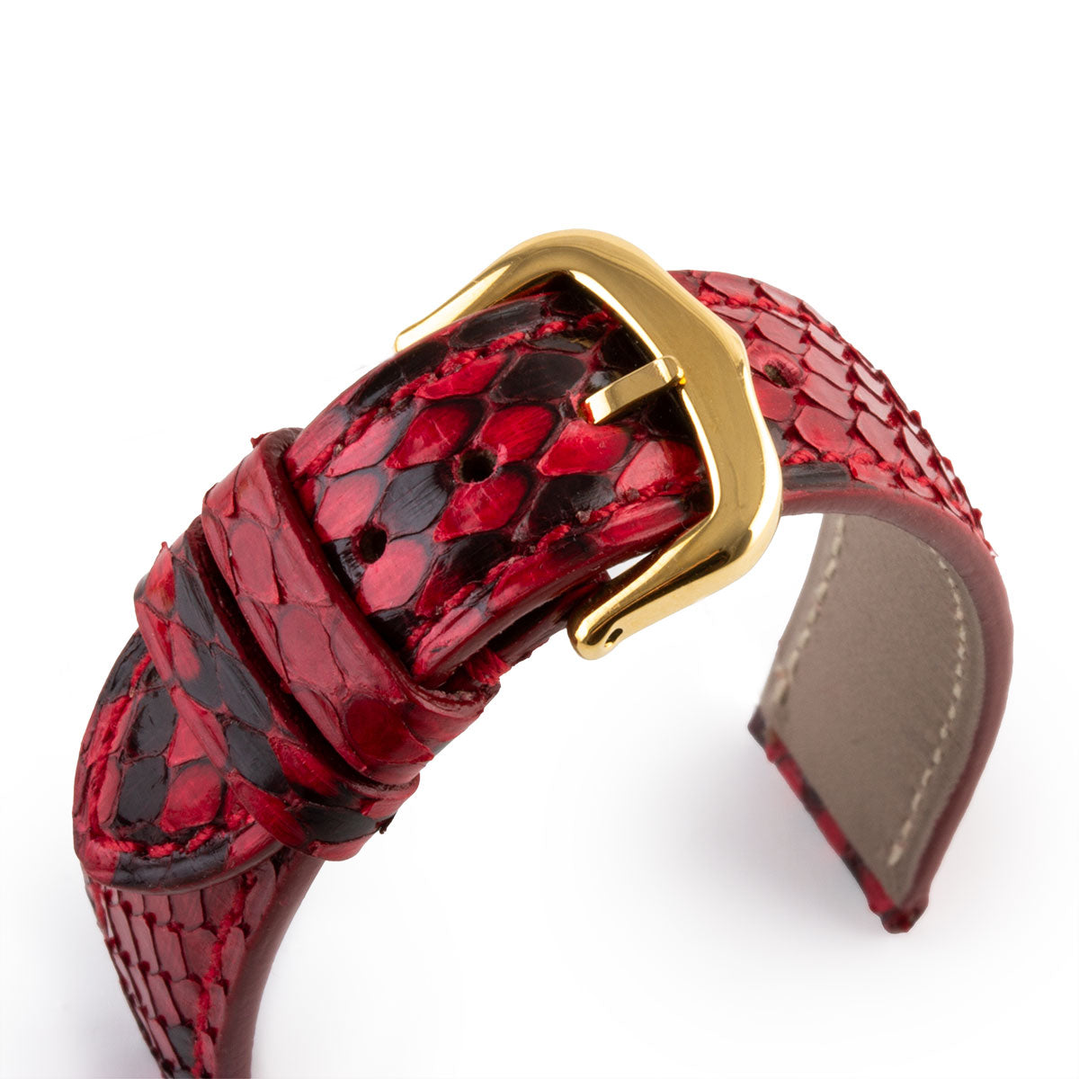 Cartier Tank Must - "Valentine" leather watch strap - Red and black python