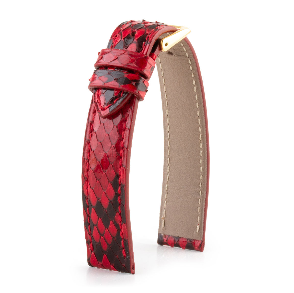 Leather watch band Red and black python – ABP Concept - Main Image