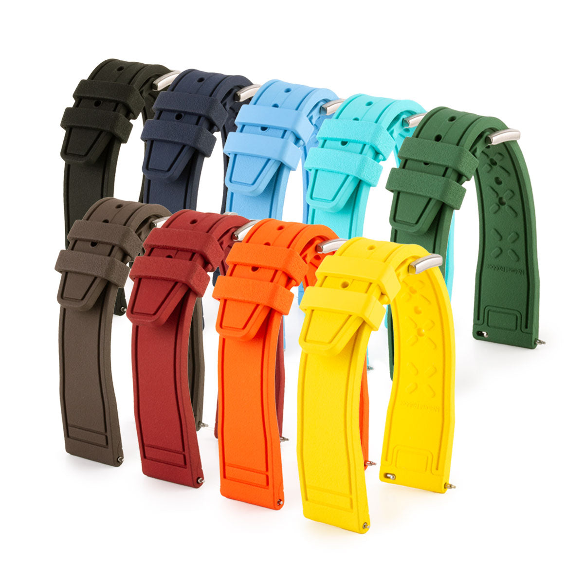 Bracelet-montre caoutchouc type IWC Pilot - Rubber (noir, bleu, vert, marron, rouge...)