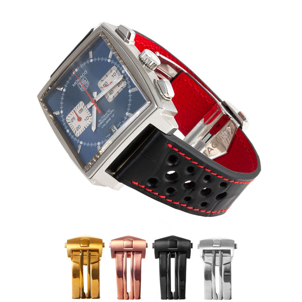 TAG Heuer レザーバングル Tag Heuer - Leather watch strap - Alligator (black, dark brown