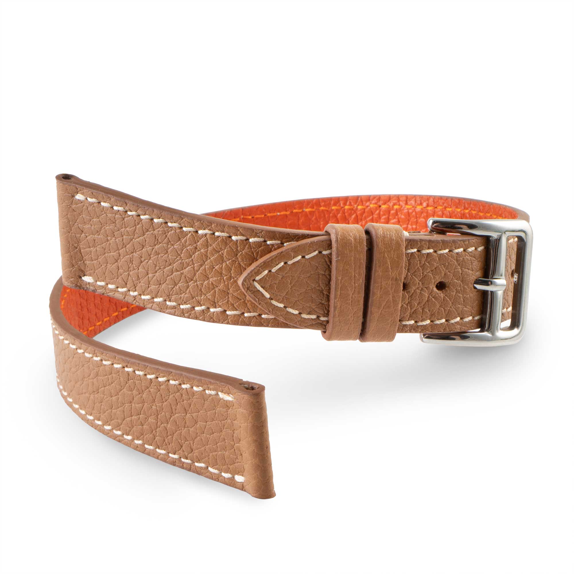 Hermès Cape Cod/Heure H - Bracelet-montre cuir Double tour - Buffle (bleu, camel, taupe, orange, ivoire)