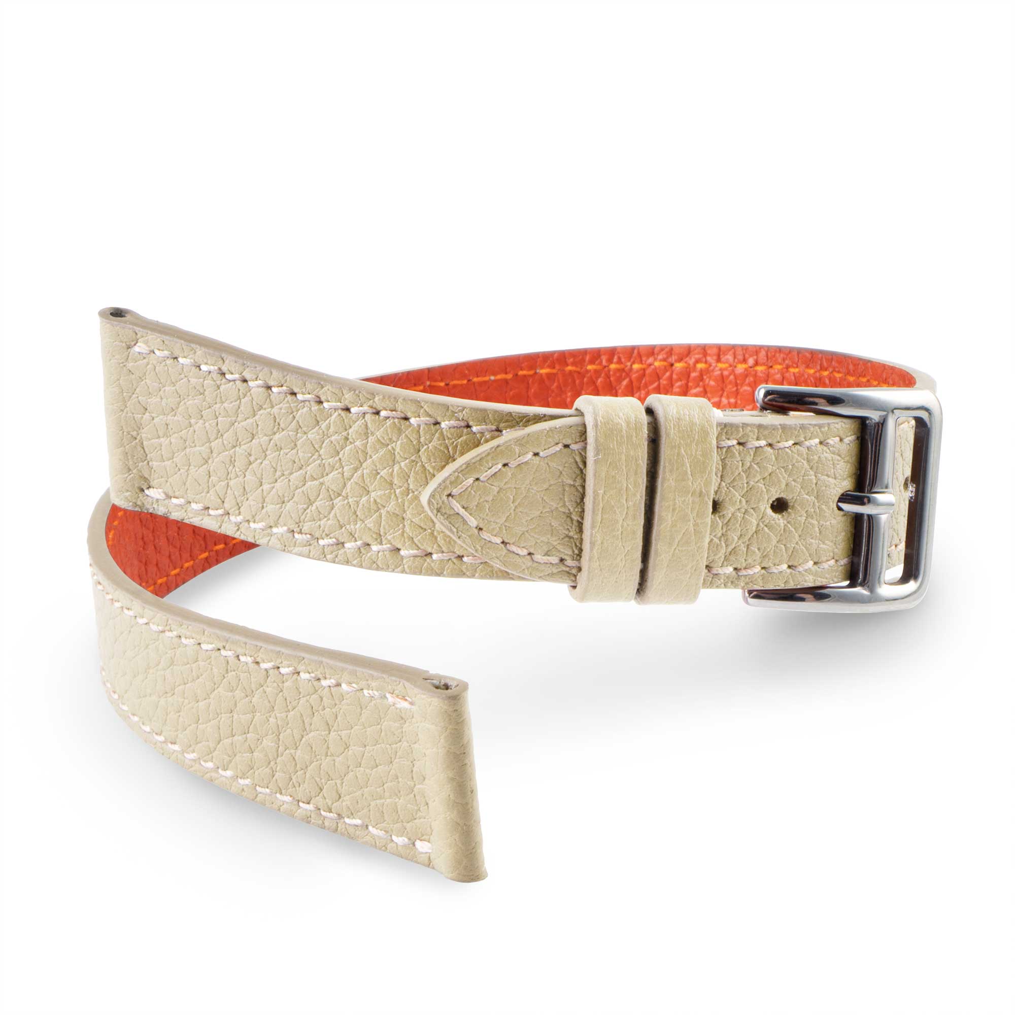 Hermès Cape Cod/Heure H - Bracelet-montre cuir Double tour - Buffle (bleu, camel, taupe, orange, ivoire)