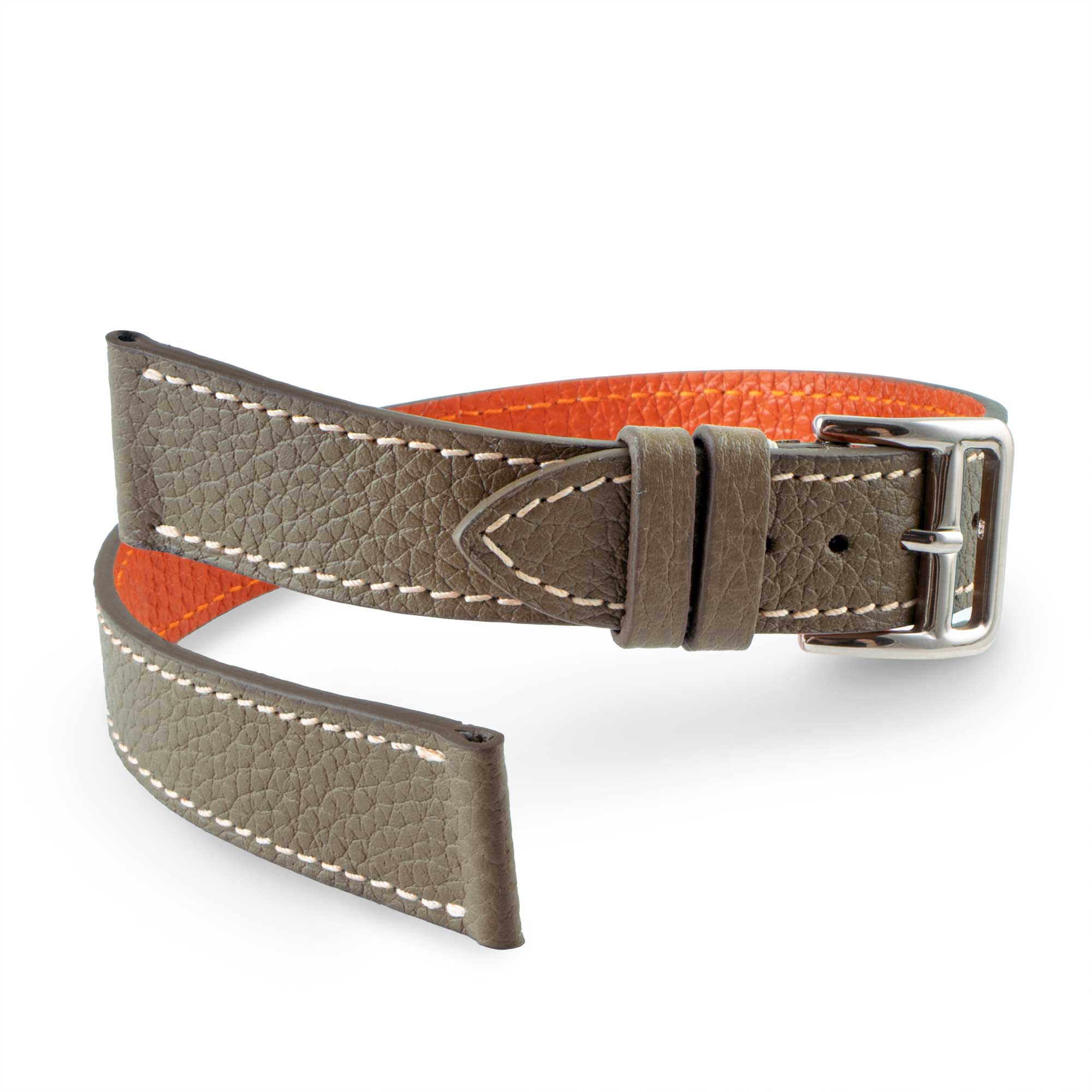 Hermès Cape Cod/Heure H - Bracelet-montre cuir Double tour - Buffle (bleu, camel, taupe, orange, ivoire)