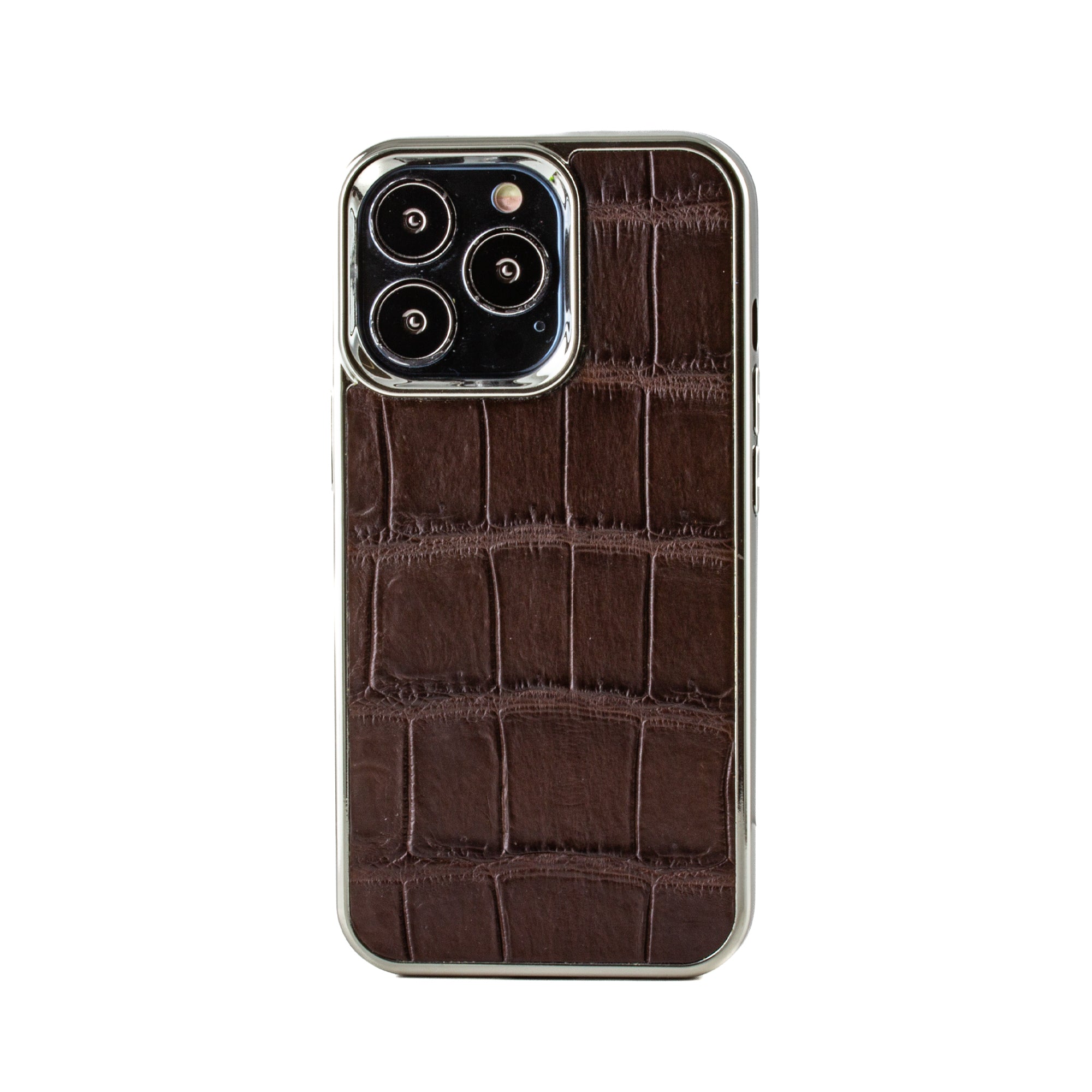 Vente exclusive - Coque "Sport case" cuir pour iPhone 13 Pro - Alligator marron